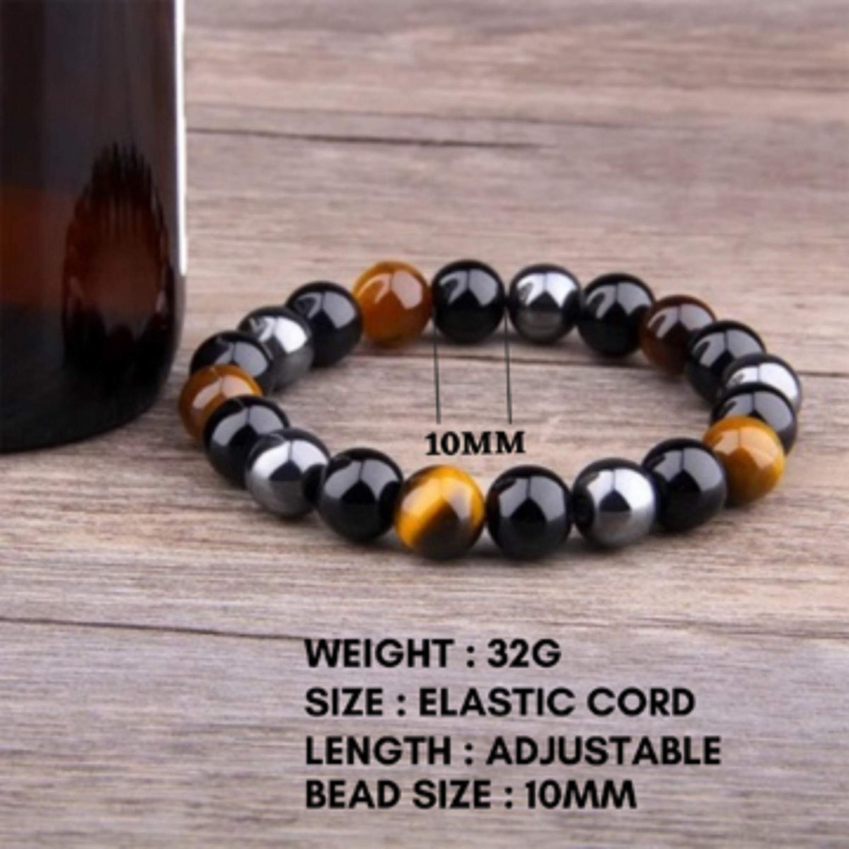 Triple Protection Bracelet for Men Women | Black Tourmaline Obsidian Hematite 8mm Beaded Bracelet | Anxiety Relief Chakra Healing Gemstone Crystal Gift