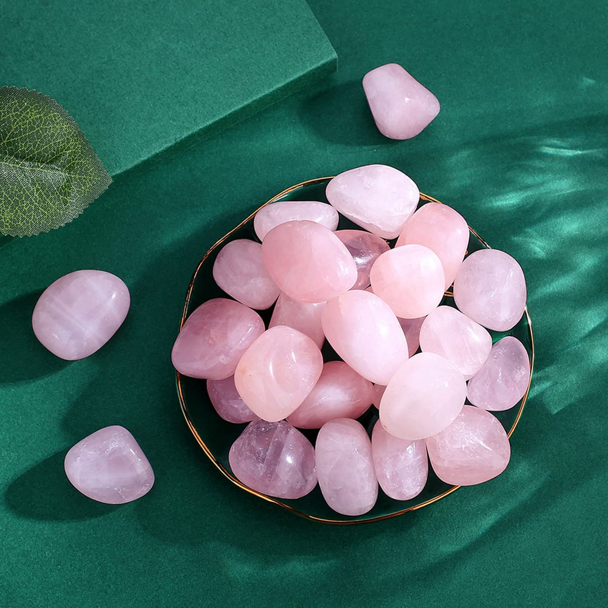QINJIEJIE Rose Quartz Bulk Crystals Polished Stone 0.6-1" Brazilian Tumbled Stones Natural Reiki Healing Crystal for Succulents Plants Vase Filler Decoration 0.45 LBS