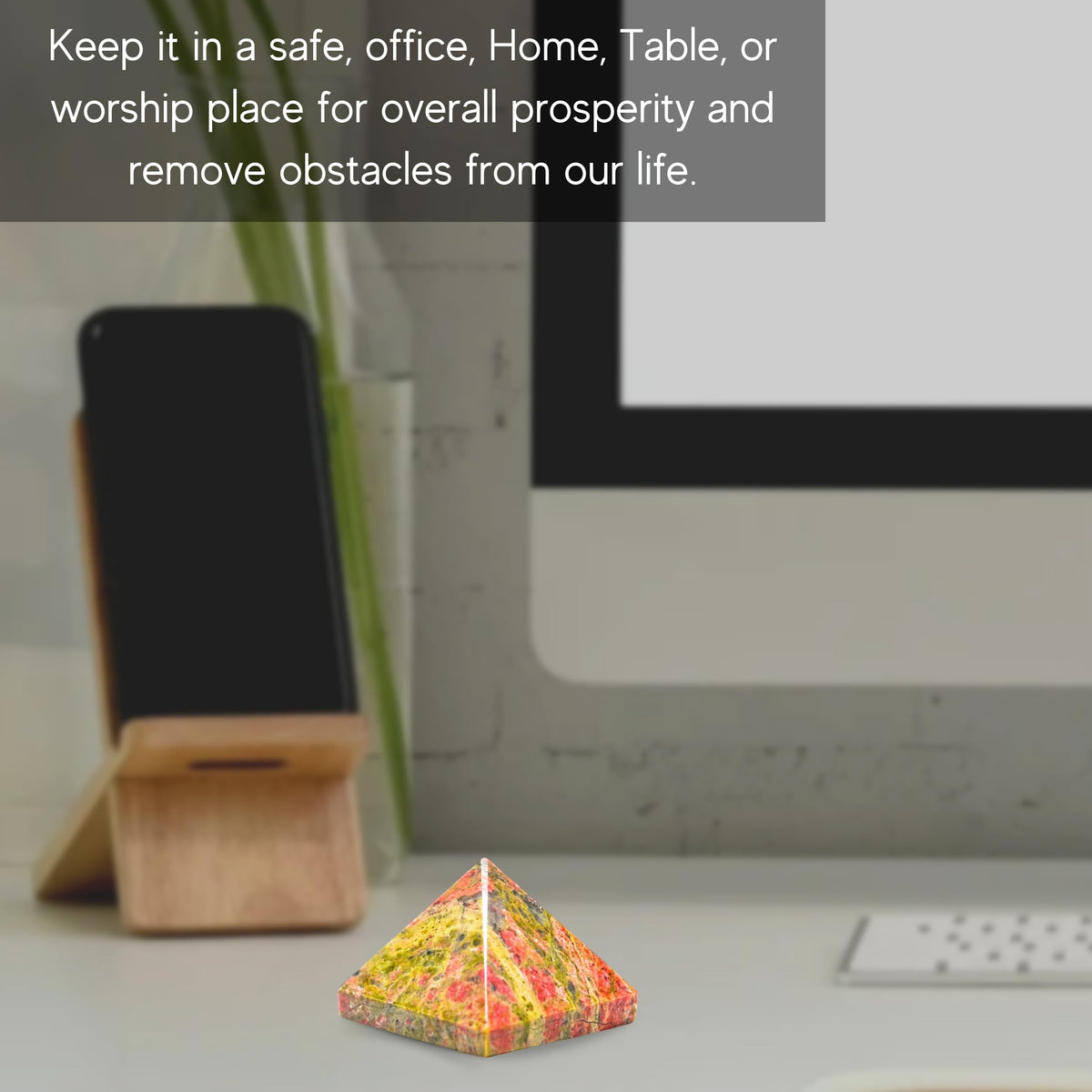 Amazing Gemstone Unakite Pyramid Crystal Healing Stones - 1" Great Pyramid Figurine of Natural Stone Pyramid for Meditation, Reiki, Chakra Balancing and Crystal Pyramids Grid