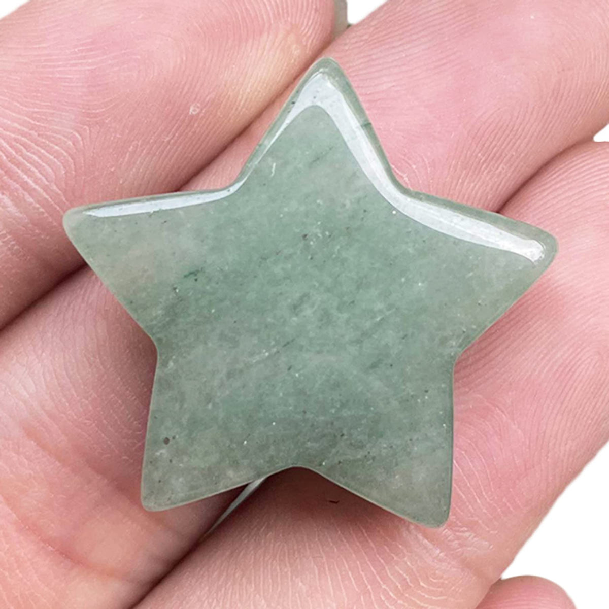 Fekuar Green Aventurine Crystal Star Chakra Stones for Reiki Healing Yoga Balance Meditation Polished Mini Pocket Palm Stone 1 Inch (30mm)