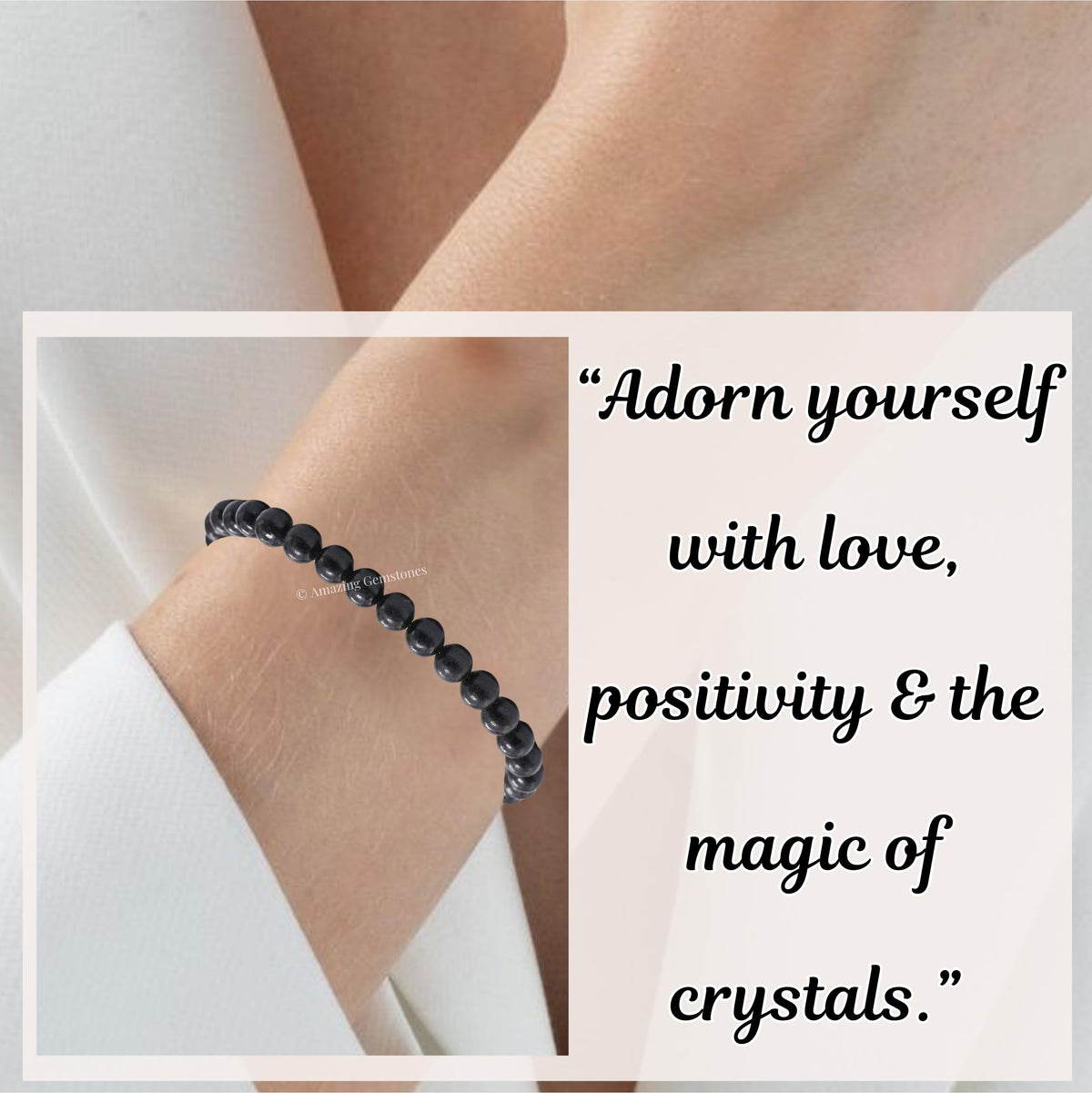 Amazing Gemstone Shungite Bracelet, Gifts For Men & Women - Protection Healing Crystal Bracelet - 6mm Gemstone Beaded Adjustable Bracelet, Pulseras Para Hombres Mujer Stocking Stuffers