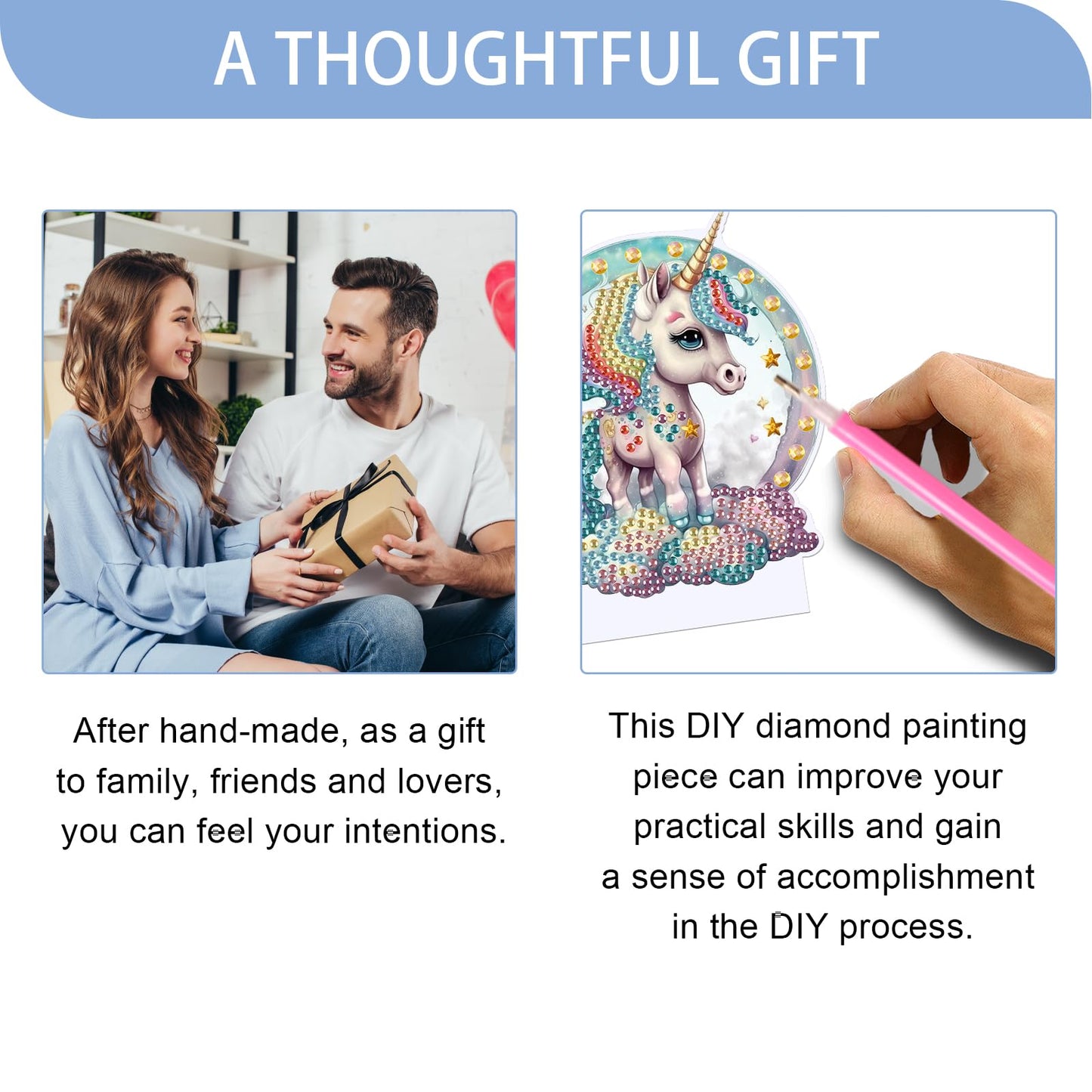 JISHSHAY Diamond Painting Night Light Diamond Art Table Lamps Gem Art LED Lights Gem Painting Desk Lamp Mosaic Kits for Adults DIY Kits for Adults Paint by Numbers,with Special Shaped Crystal,Unicorn