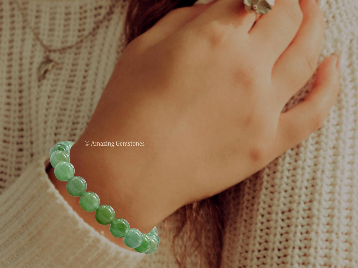 Amazing Gemstone Crystal Bracelet for Women Men's Gifts - Protection Healing Crystal Bracelet - 8mm Gemstone Beaded Stretchable Bracelet Pulseras Para Hombres Mujer Stocking Stuffers Mothers Day Gift (Green Aventurine)