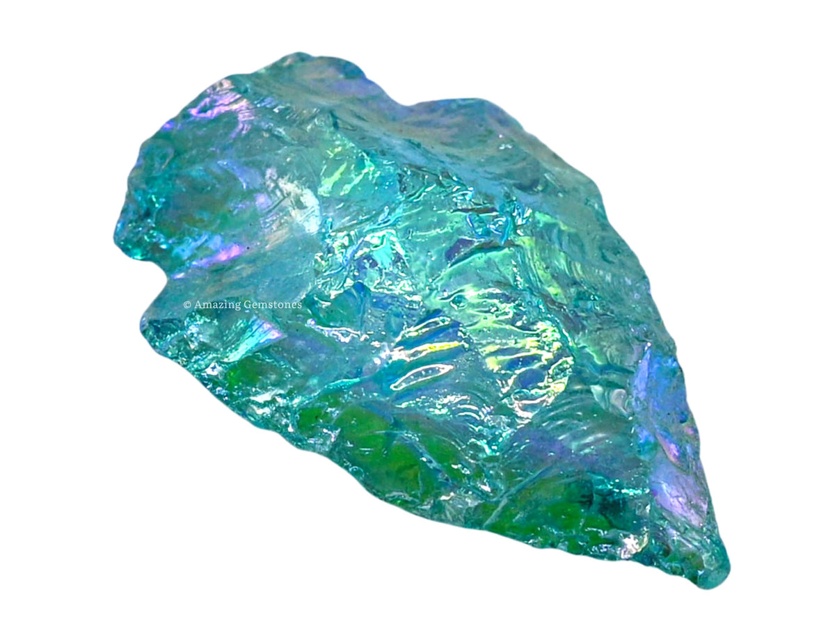 Amazing Gemstone Aqua Aura Quartz Arrowhead, Crystal and Healing Stone Flint Rock Arrow Head - 1" to 1.5" Arrowheads for DIY Project Craft Point Jewelry Making