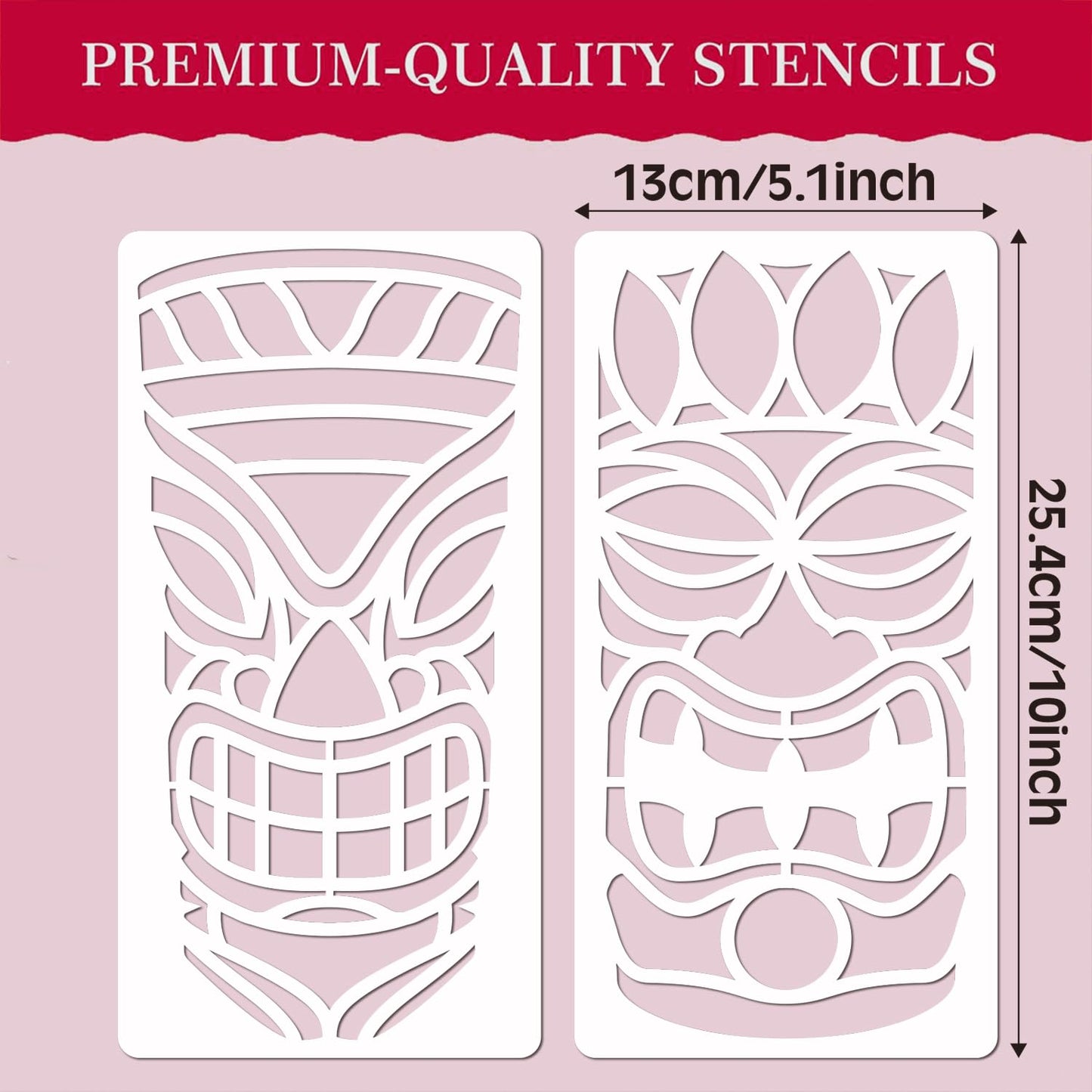 Tiki Tribe Stencils, 18 Pcs Tiki Totems Face with Open Mouth Stencils Reusable Template A4 Size for Painting on Wood Fabric Canvas Wall DIY Art Projects x 10"