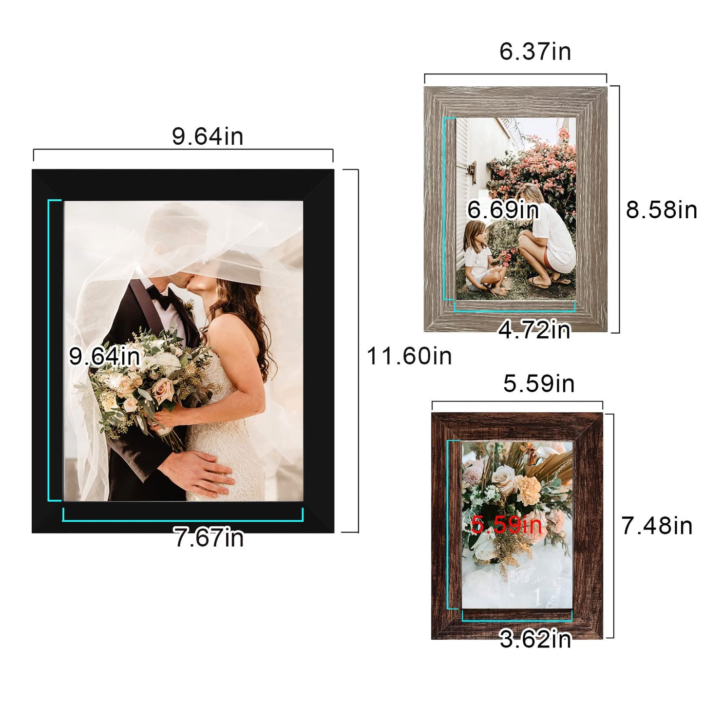 LUCKYLIFE Picture Frames Collage Wall Decor 10-Pack, Gallery Wall Frame Set with 8x10 5x7 4x6 Frames in 3 Different Finishes