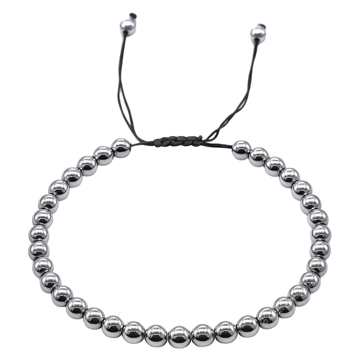 Amazing Gemstone Silver Hematite Anklet Ankle Bracelets for Women - Waterproof Beaded Healing Crystal Anklets, Plus Size Chakra Gemstone Bead Anklet (Stretchy Adjustable - Plain)