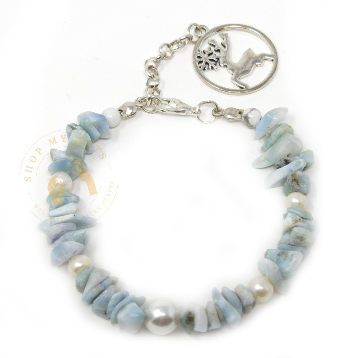 Shop My Arts Larimar Bracelet for Women - Birthday Gifts for Women Mom with Authentic Crystals and Healing Stones