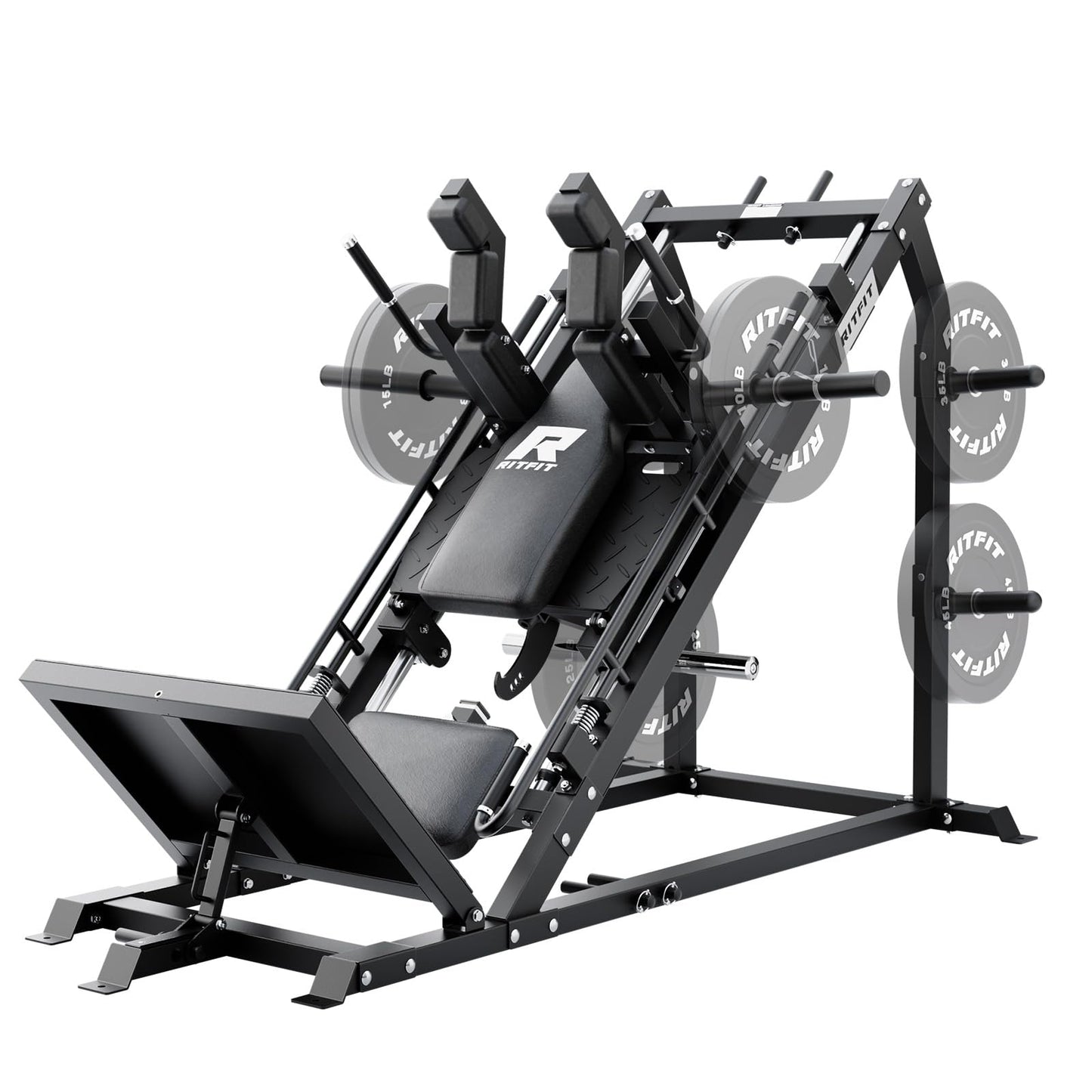 RitFit Gazelle Pro 3 in 1 Leg Press and Hack Squat Machine - High-Tensile Steel Leg Press Machine, 2000lbs Capacity, Adjustable Angles with Weight Storage (Black)