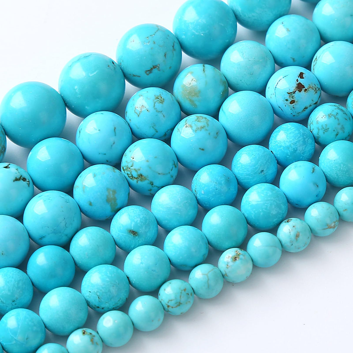10MM Natural Turquoise Gemstone Beads Blue Stone Round Loose Beads for Jewelry Making Bracelet 72pcs 2 Strands 32"