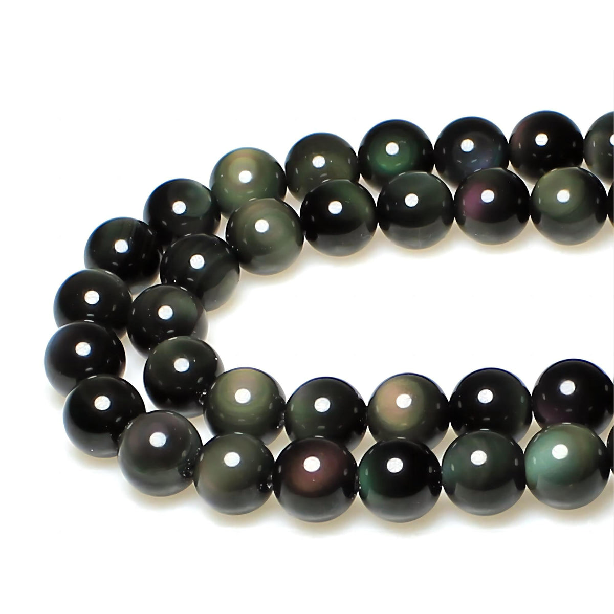 MJDCB Rare Collection Natural Stone Beads Rainbow Obsidian Round Loose Beads for Jewelry Making DIY Bracelet Necklace (6mm)