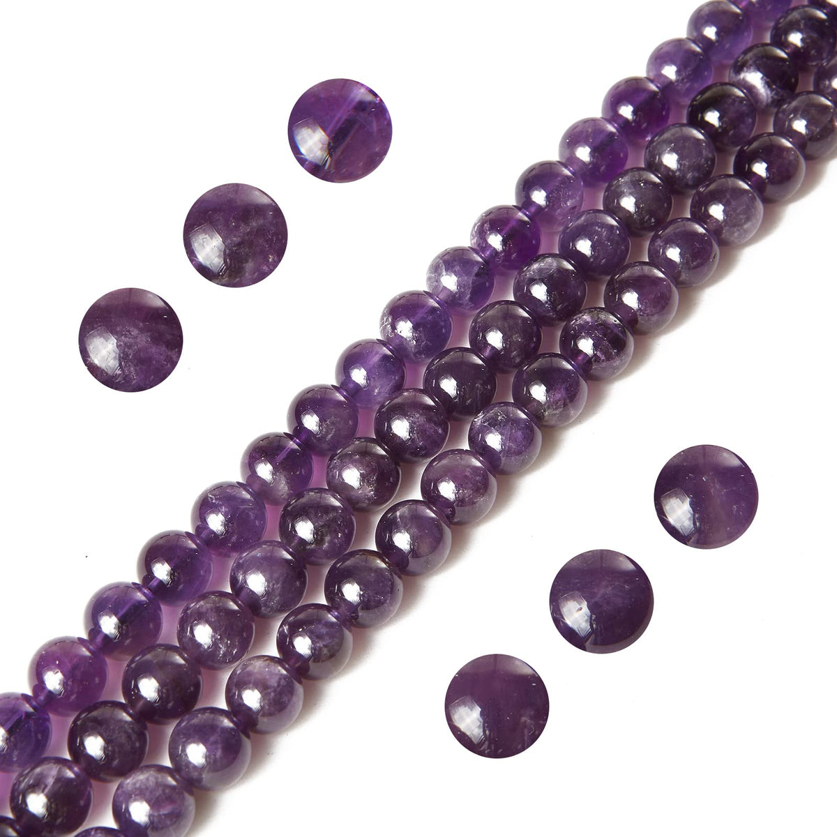 60pcs 6mm Amethyst Beads Natural Gemstone Beads Round Loose Beads for Jewelry Making