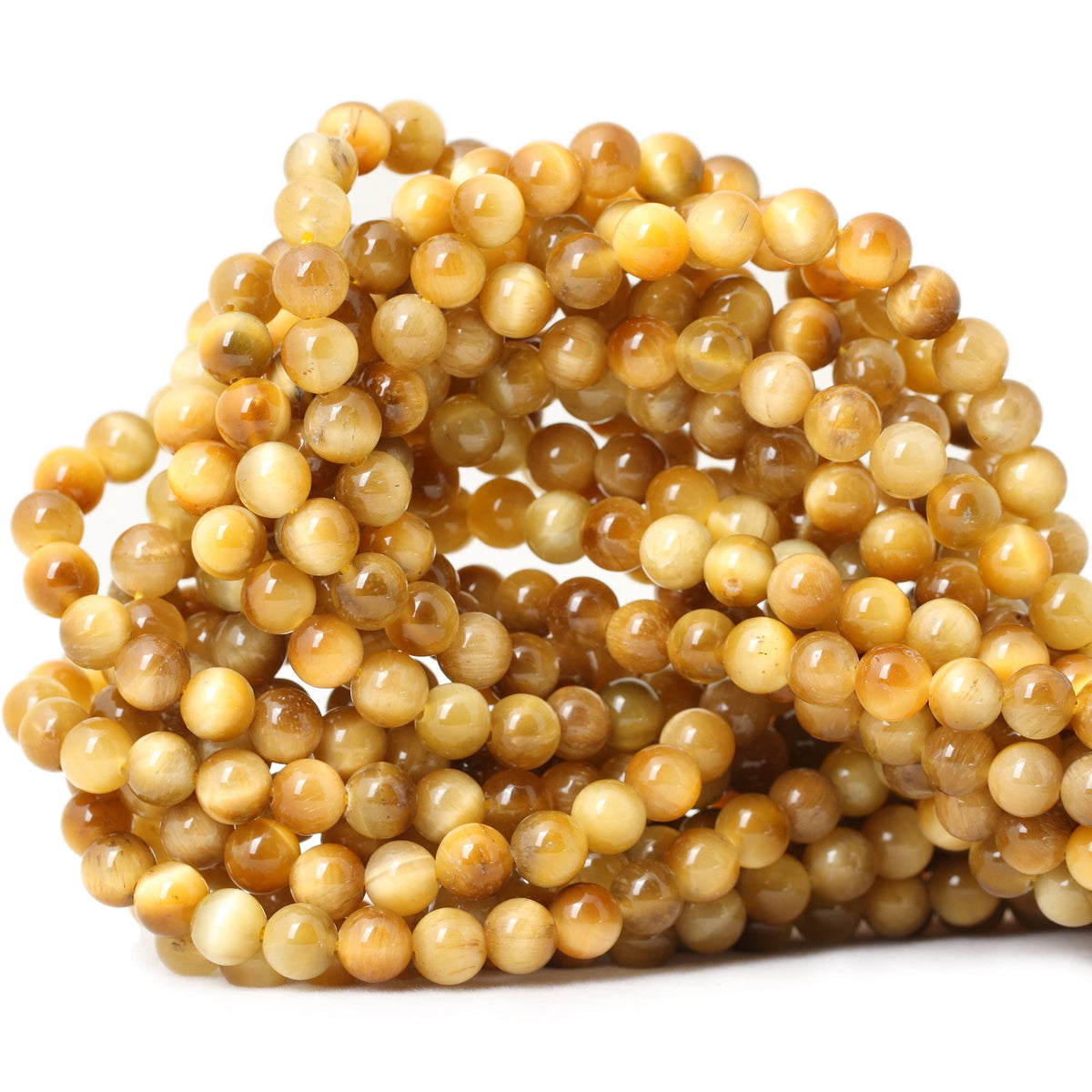 CHEAVIAN 60PCS 6mm Natural Golden Tiger Eye Stone Round Loose Beads for Jewelry Making DIY Bracelet Necklace Materials 1 Strand 15"