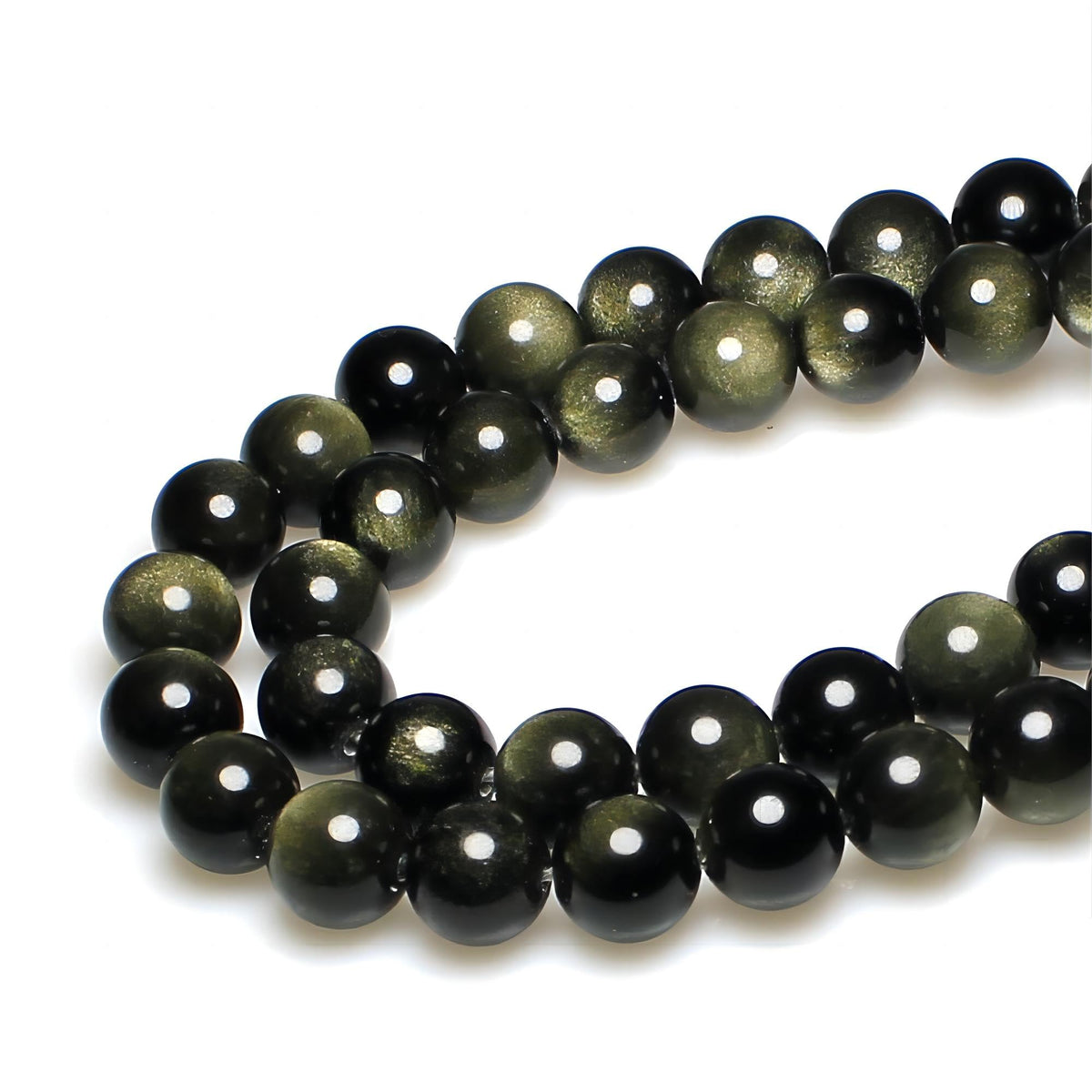 MJDCB Rare Collection Natural Stone Beads Gold Obsidian Round Loose Beads for Jewelry Making DIY Bracelet Necklace (8mm)