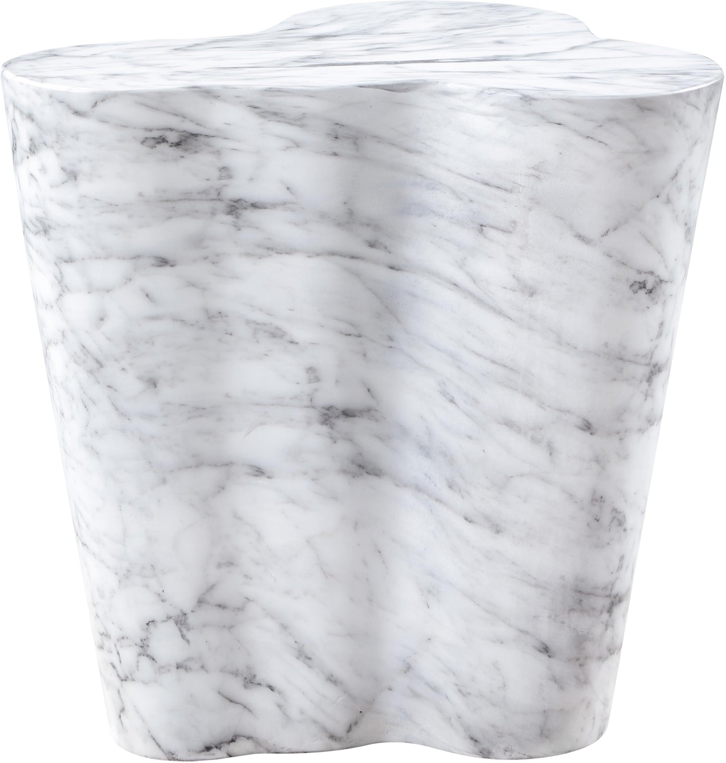 Meridian Furniture 99033White-ET Monza Collection Art Deco Marble Finish Indoor/Outdoor Concrete End Table, 21" W x 18.5" D x 22" H, White