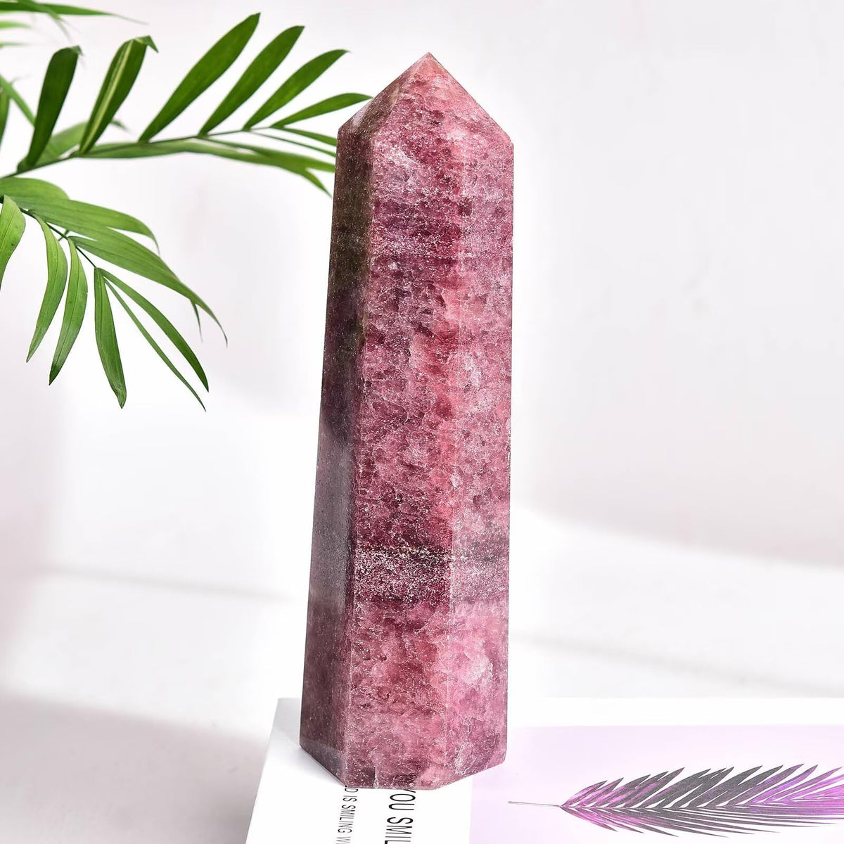 Natural Strawberry Stone Tower Obelisk Red Healing Crystal Rock Point Wand Large Reiki Healing Gifts 1.7-2.2 LBS