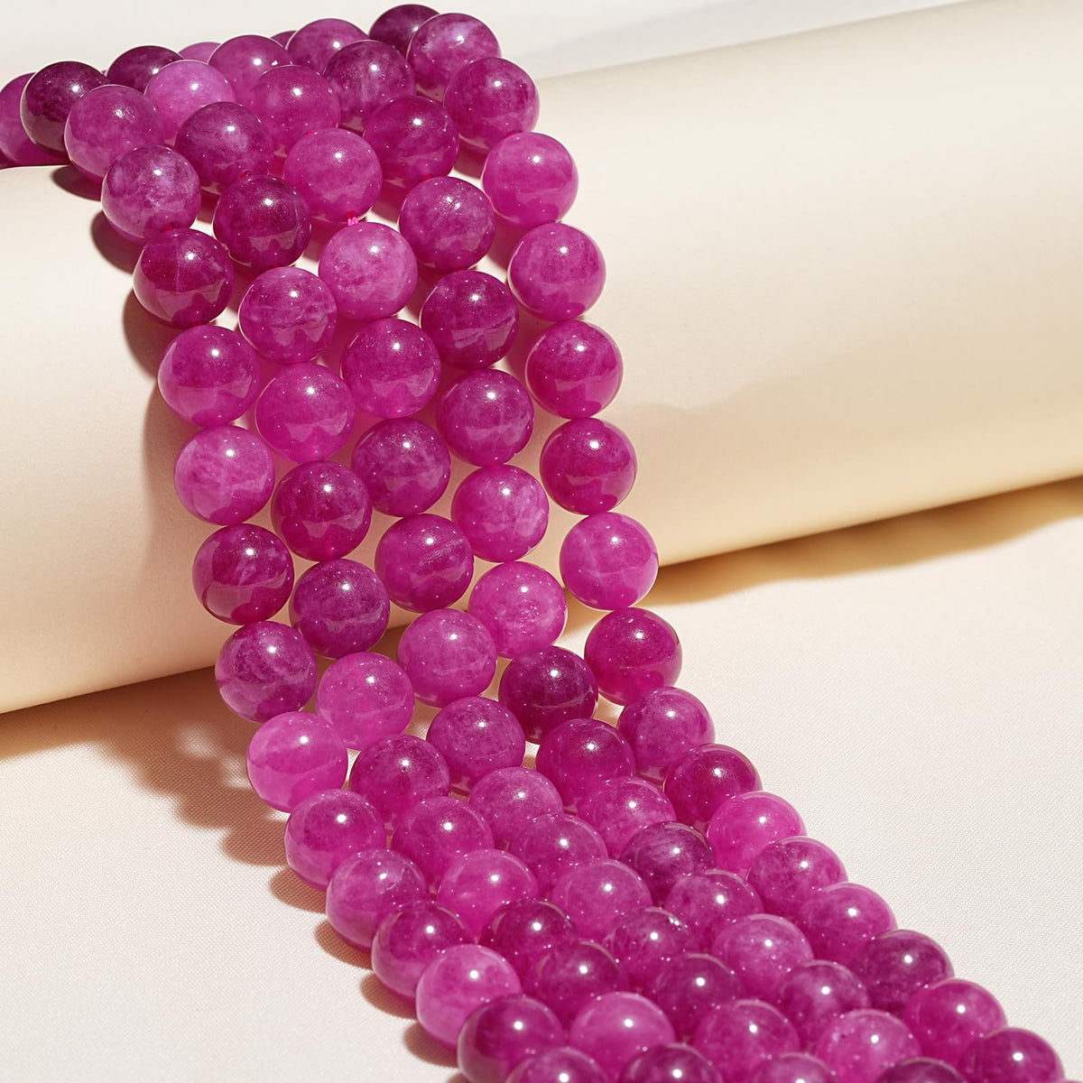 8mm Natural Pink Tourmaline Gemstone Beads Polished Round Smooth Stone Beads for Bracelets Jewelry Making 15inch Loose Beads