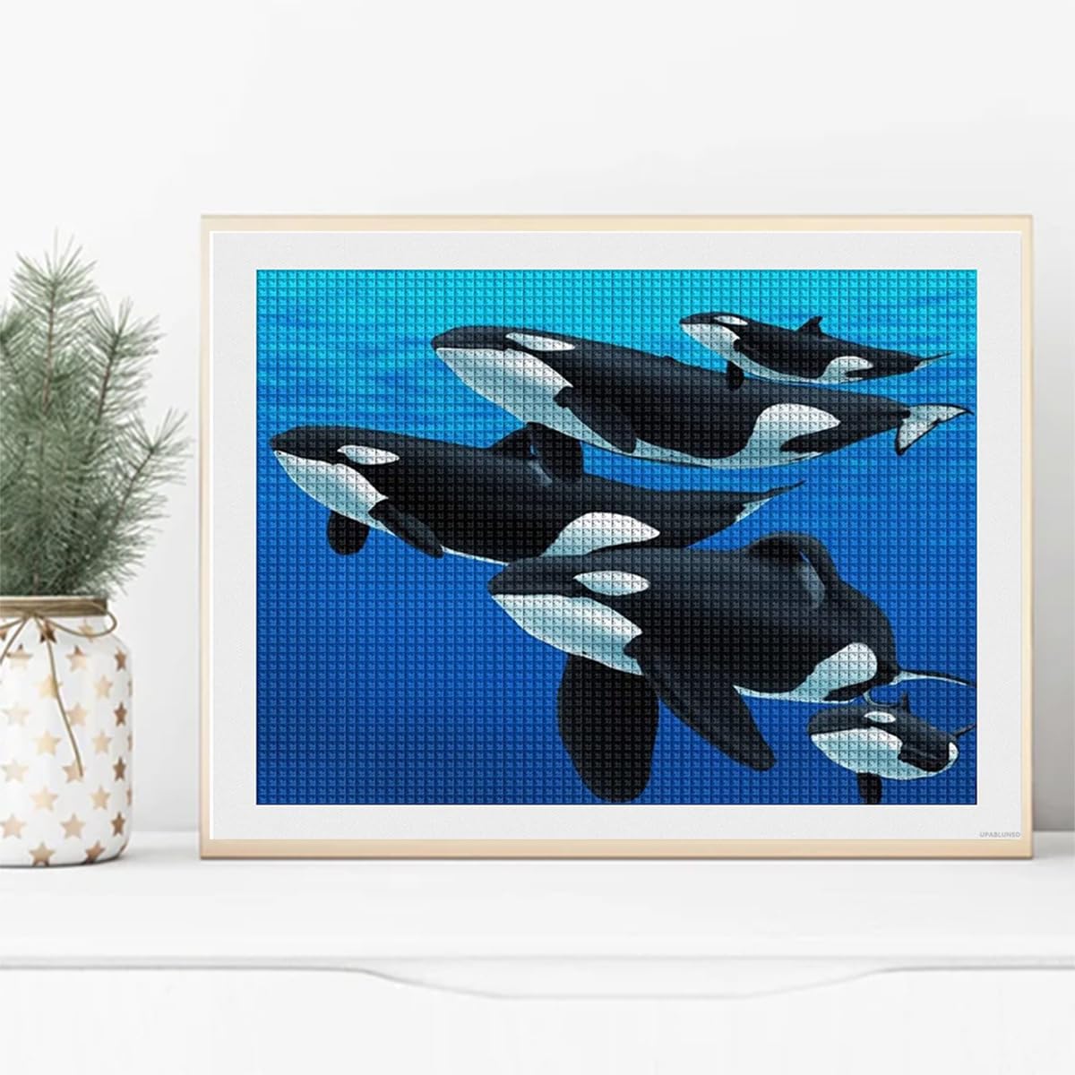 UPABLUNSO Orca Killer Whale Diamond Painting Kits Rhinestone Pictures Art Craft by Numbers for Home Decor & Gifts 12x16 Inch