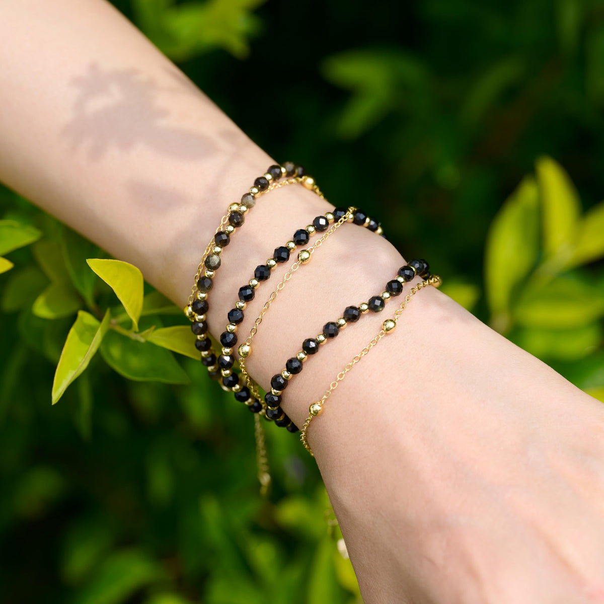 Farfume Black Onyx Crystal Bracelet Beaded Bracelets for Women 4mm Natural Stone Beads Gemstone Handmade Jewelry Valentine's Day Gifts