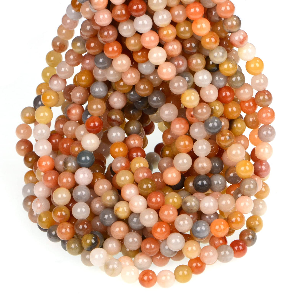 ICAI (Golden Jade) Natural Stone Beads Gemstone Round Loose Beads Crystal Energy Stone Healing Power for Jewelry Making DIY,1 Strand 45-47pcs(8mm)
