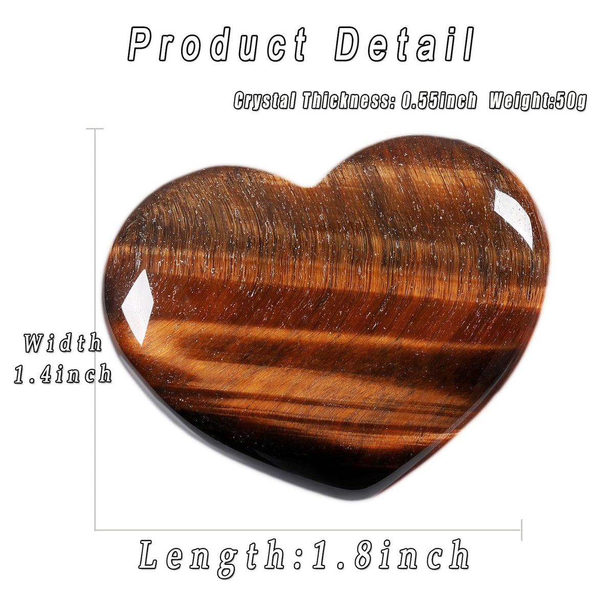 MAIBAOTA 45 mm Tiger Eye Crystal Stones Heart Love Crystal Reiki Gemstone Worry Stones for Anxiety