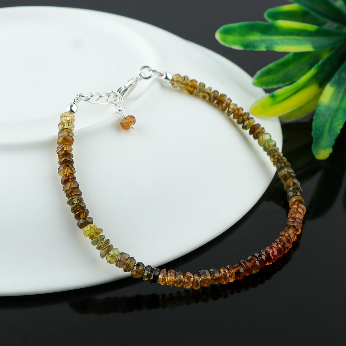 CRYSTALINES Natural Tourmaline Gemstones Beads Bolo Bracelets, Crystals Beaded Dainty Jewelry, Handmade, Women Bracelet, October Birthstones, Silver Plated, Adjustable Chain, 6+4inch, AAA Grade
