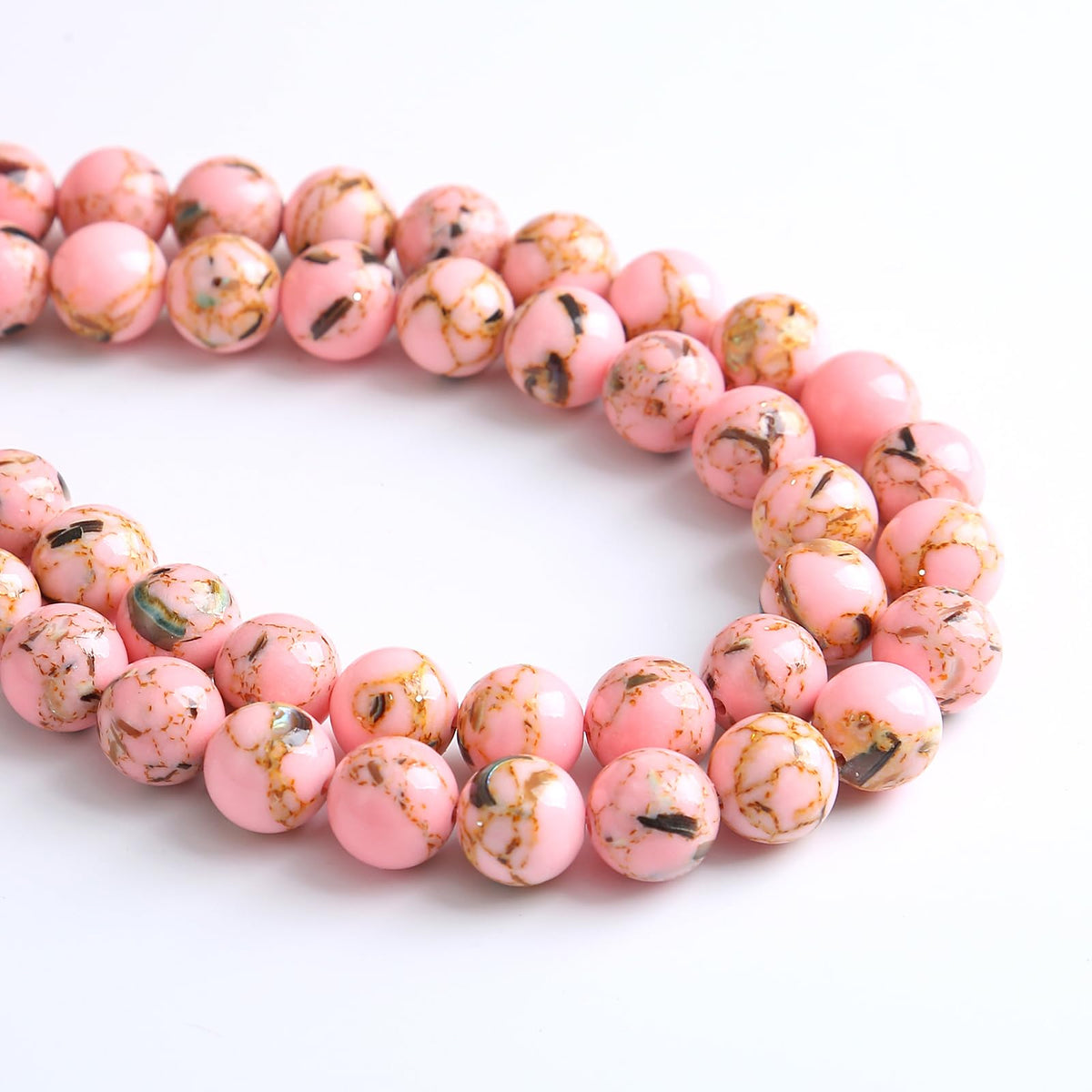 6MM 60PCS Pink Shell Turquoise Spacer Loose Beads for Jewelry Making DIY Bracelet Necklace