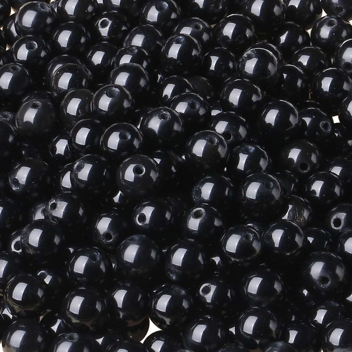 LAIDANLA Black Obsidian 6mm Natural Stone Beads Round Loose Gemstone Stone Beads for DIY Bracelet Necklace Earrings Jewelry Making Polishing Genuine Real Beading 96PCS 2 Strand 32"