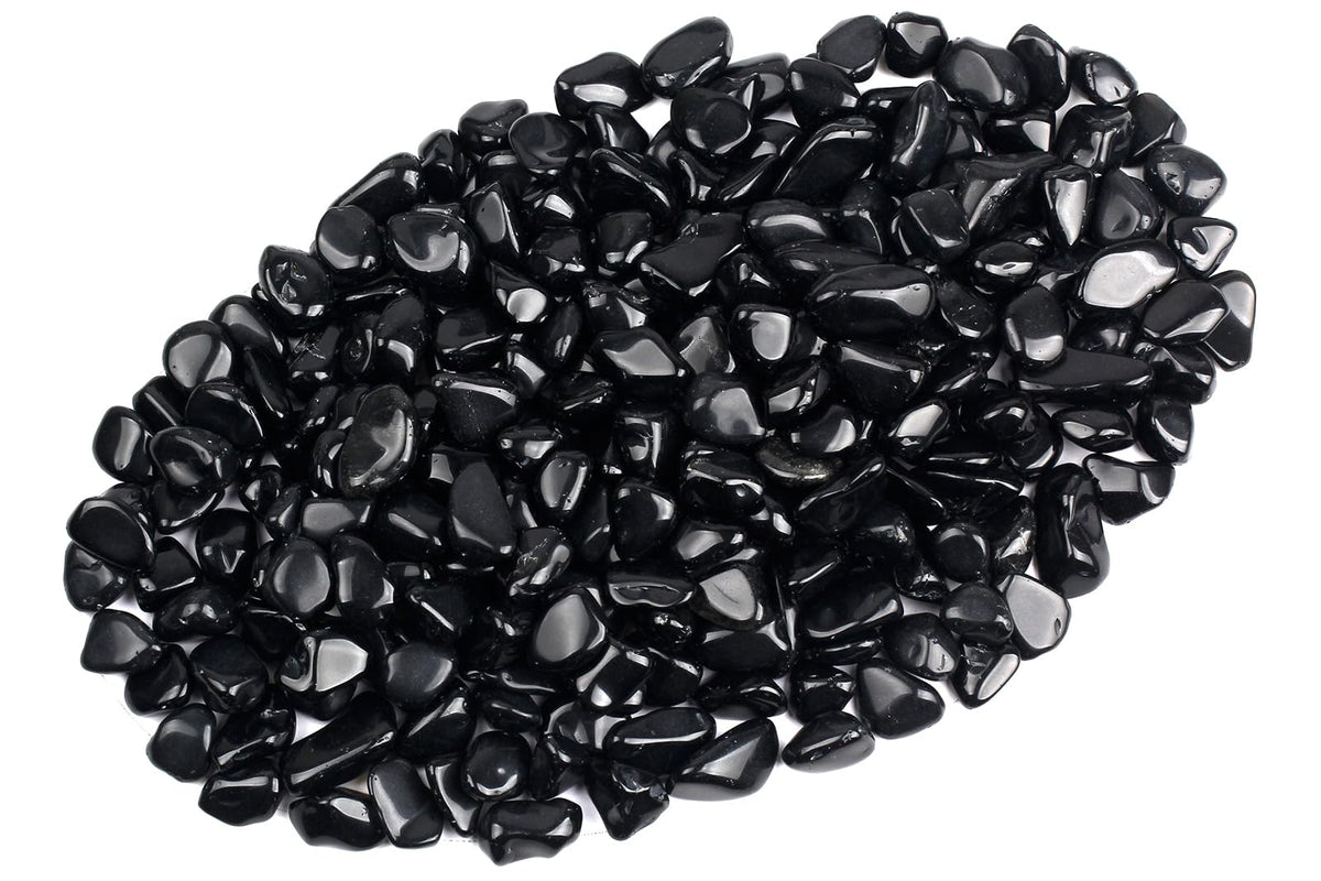 ZenQ 1 lb Black Obsidian Tumbled Stone Chips Crushed Natural Crystal Quartz Pieces