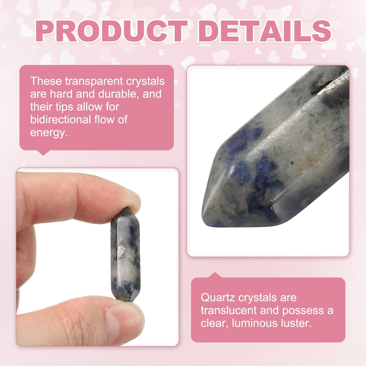 MECCANIXITY 10 Pack Blue Agate Quartz Crystals, Polished Crystals Bulk Hexagonal Shaped Meditation Gemstone for Jewelry Making Energy Balance Accessories Gifts