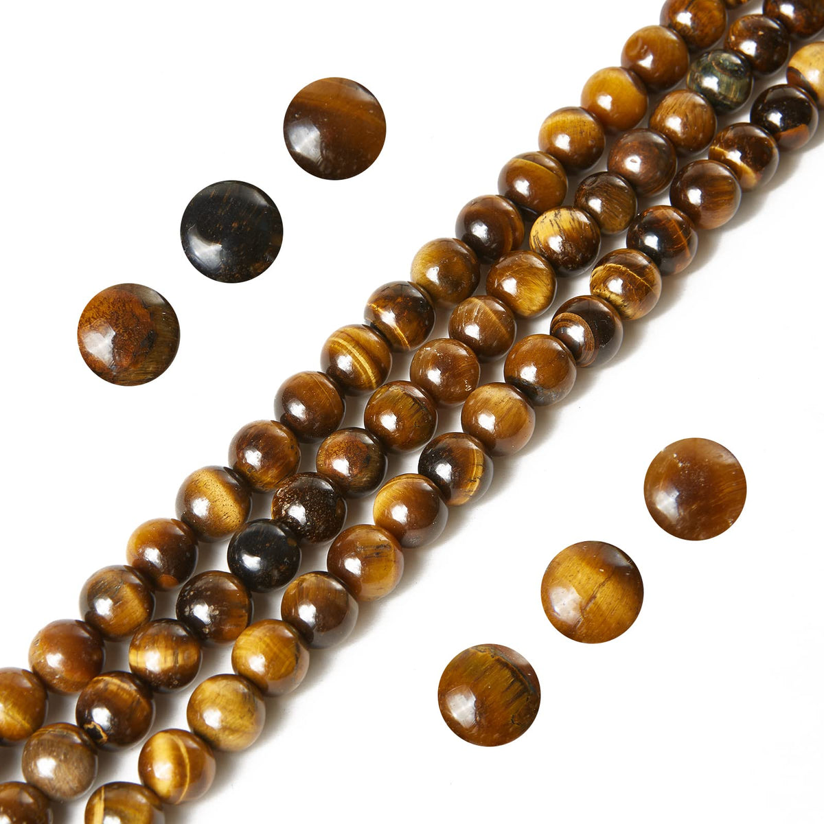 100pcs 8mm Yellow Tiger Eye Beads Natural Gemstone Beads Round Loose Beads for Jewelry Making