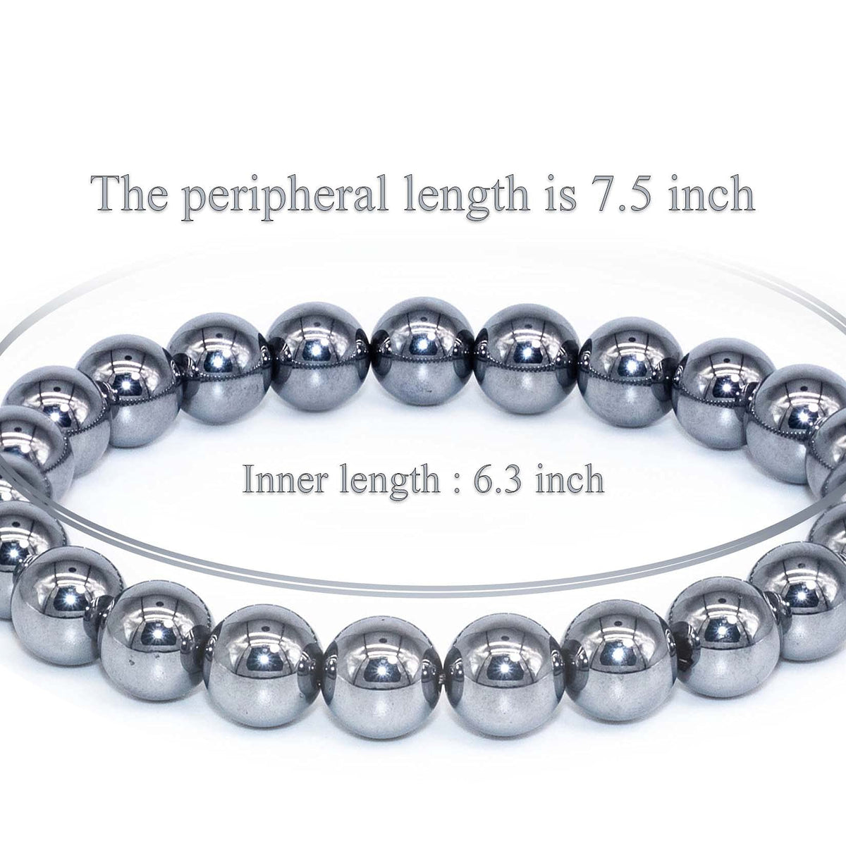 DAZCOLO 8mm Natural Gemstone Stretch Bracelet, Handmade Unisex Crystal Bracelets for Meditation, Yoga, Spiritual Healing & Positive Energy (Silver Hematite)