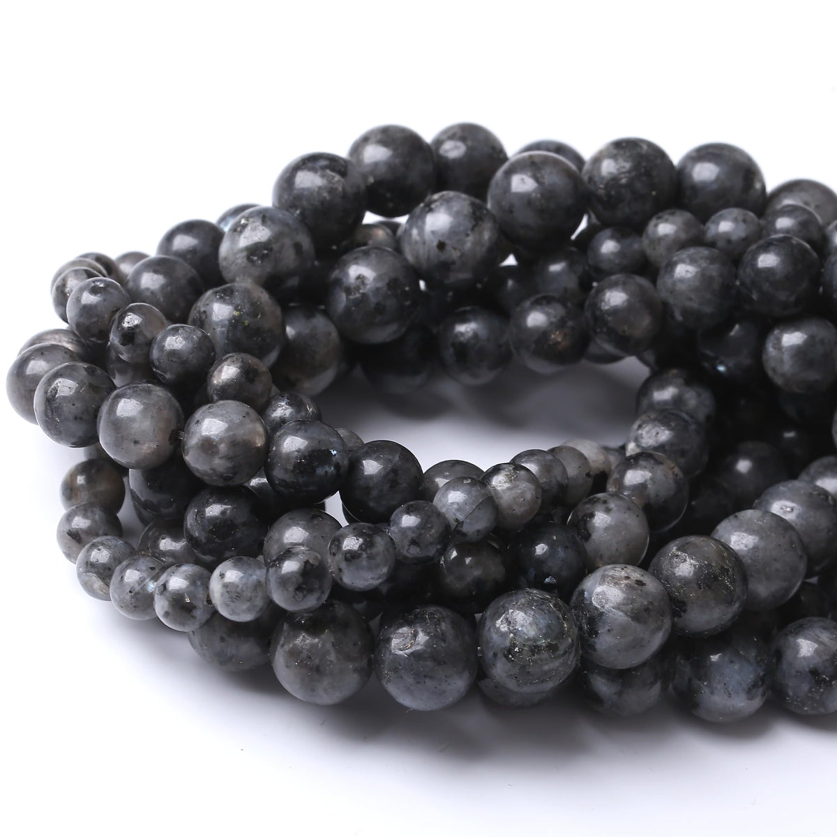 8MM Black Larvikite Round Loose Beads Natural Gem Beads Crystal Energy Stone Beads for Jewelry Making DIY Bracelet Necklace