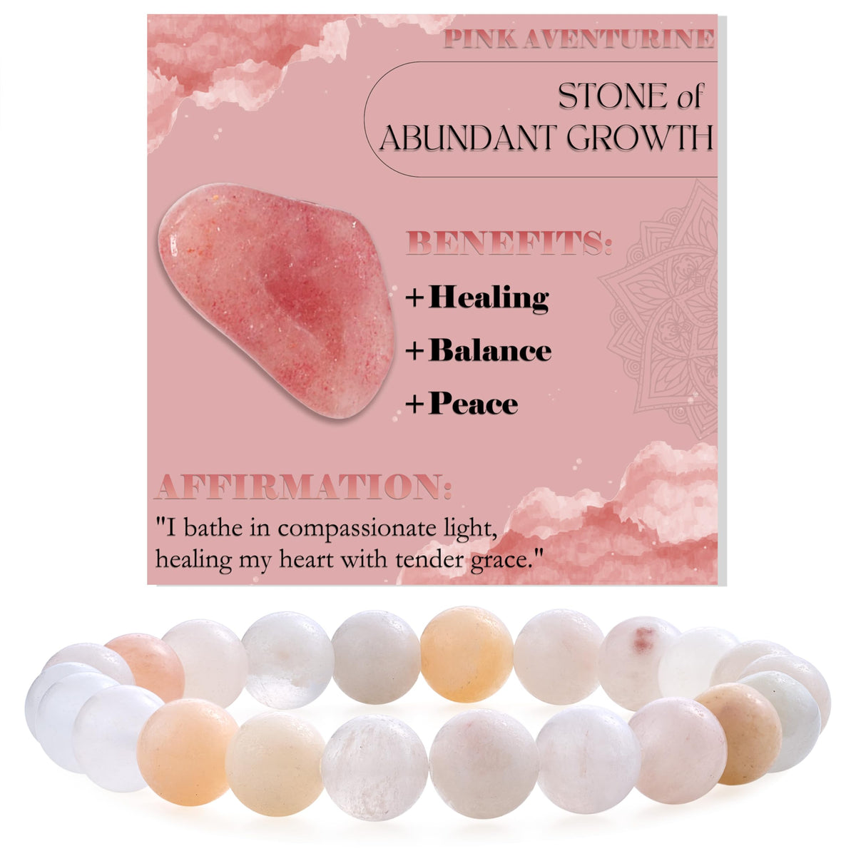 Pink Aventurine-Gentle Love-8mm Beaded Bracelets for Women Handmade Semi Precious Natural Stone Stretch Elastic Jewelry Yoga Protection Gifts