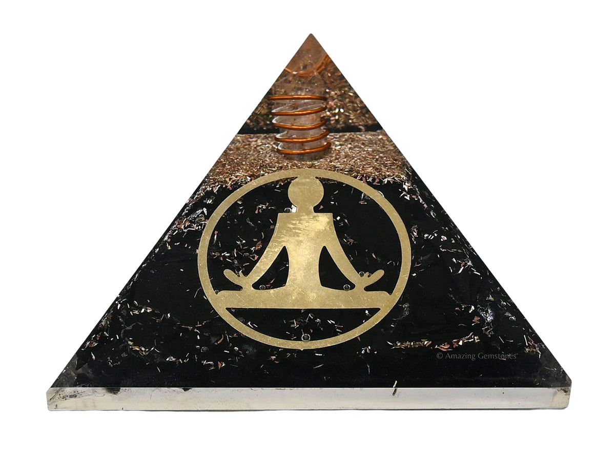 Amazing Gemstone Large Black Tourmaline Orgone Pyramid Crystal, Yoga Buddha Orgonite Pyramid - Positive Energy Healing