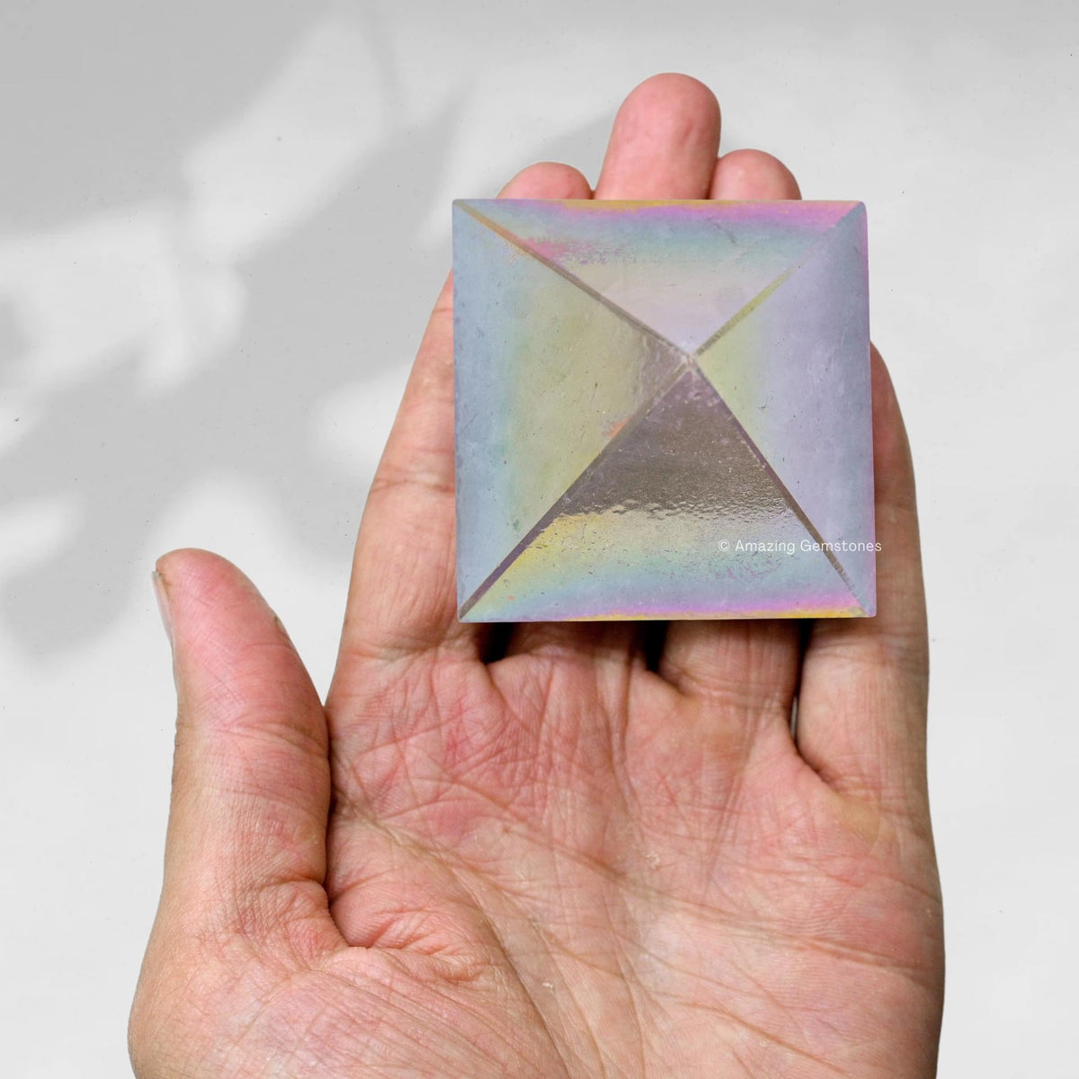 Amazing Gemstone Angel Aura Quartz Pyramid Crystal Healing Stones - 2" Great Pyramid Figurine of Natural Stone Pyramid for Meditation, Reiki, Chakra Balancing and Crystal Pyramids Grid