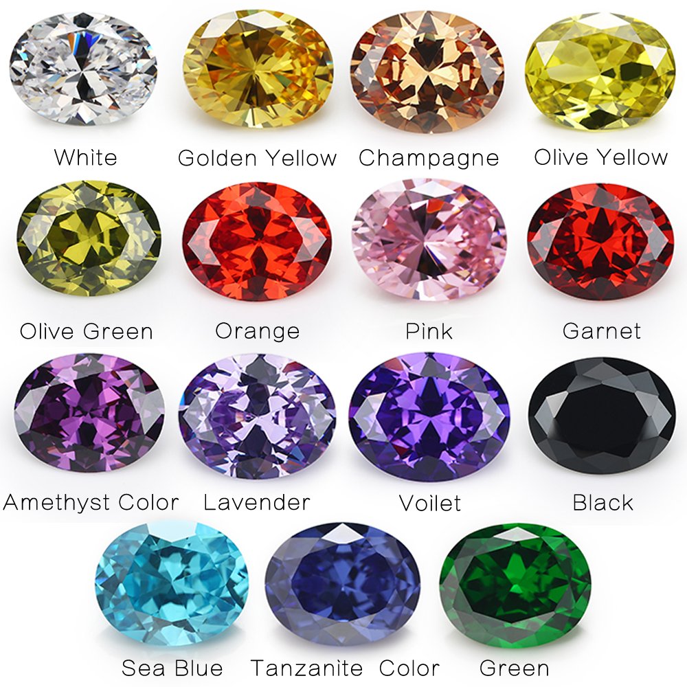 XIANGMO 15pcs 6x8mm 5A Loose Cubic Zirconia Stones Oval Cut CZ Stone Synthetic Gemstone for Jewelry Making, Mix 15 Colors 1pcs per color