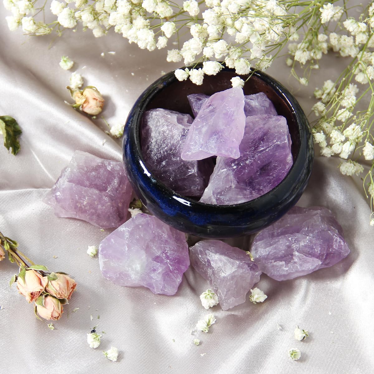 1.1lb Bulk Raw Amethyst Stone Rough Crystal-Natural Raw Stones Crystal for Tumbling, Cabbing, Fountain Rocks, Decoration,Polishing, Wire Wrapping, Wicca & Reiki Crystals Healing