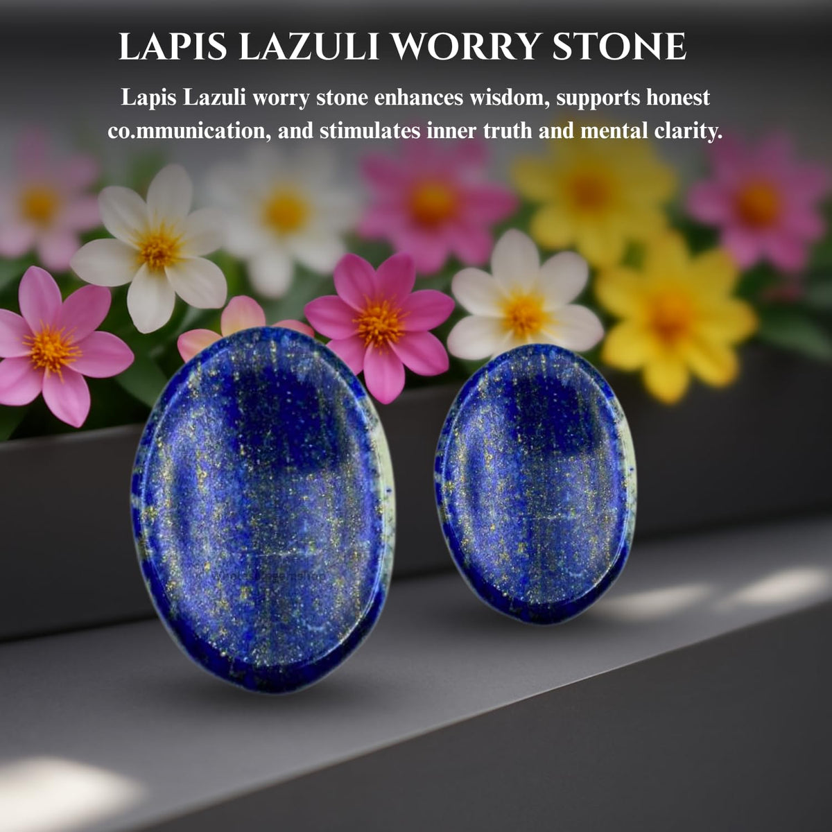 Wholesalegemshop Lapis Lazuli Thumb Worry Stones Metaphysical Gemstone Crystal Healing Reiki Men Women Gift FENG Shui Positive Energy Love Wellness Palm Stones Wicca Powerful