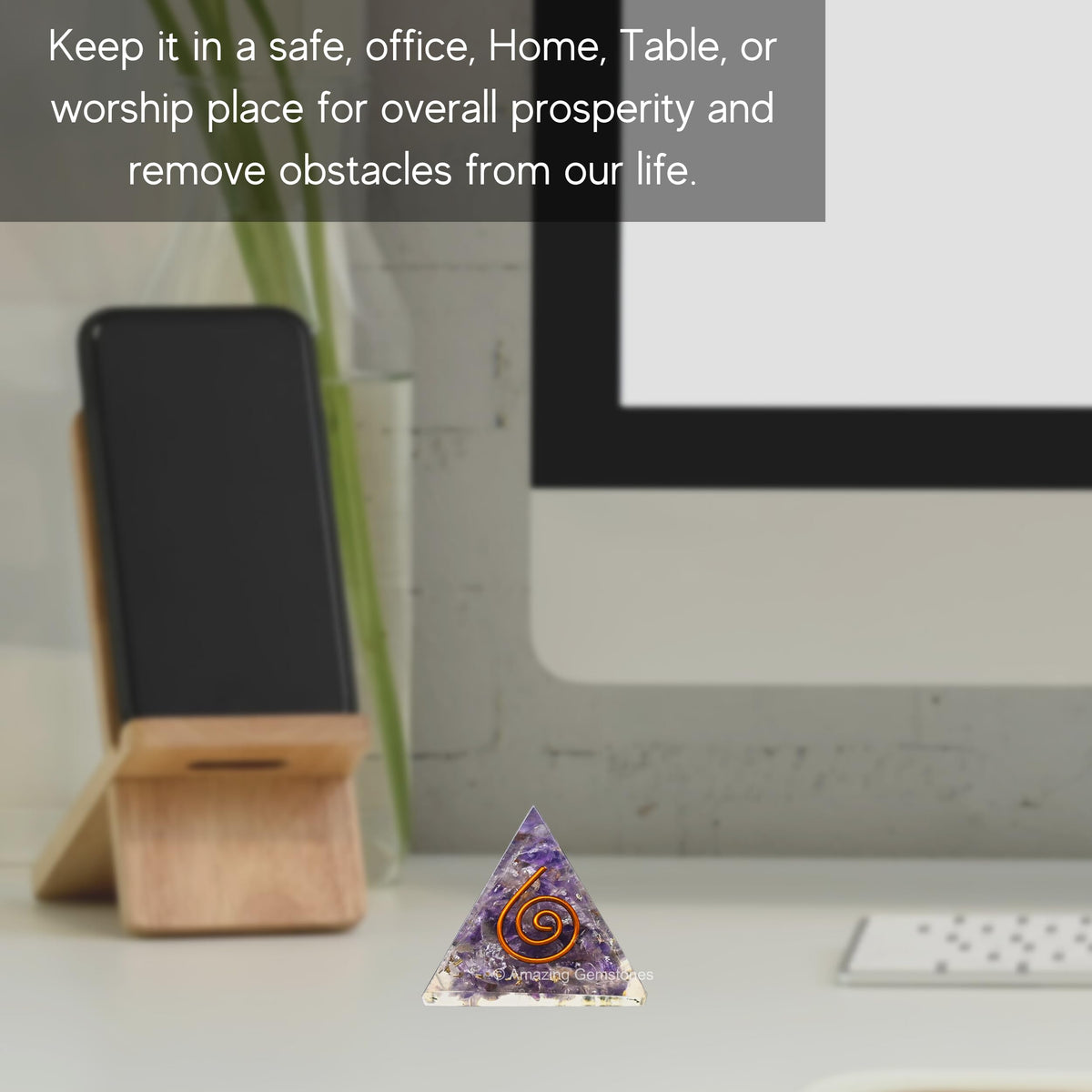 Amazing Gemstone Amethyst Orgone Pyramid - 30mm Small Orgonite Pyramids with Crystals and Healing Stones - Authentic Organite Gifts