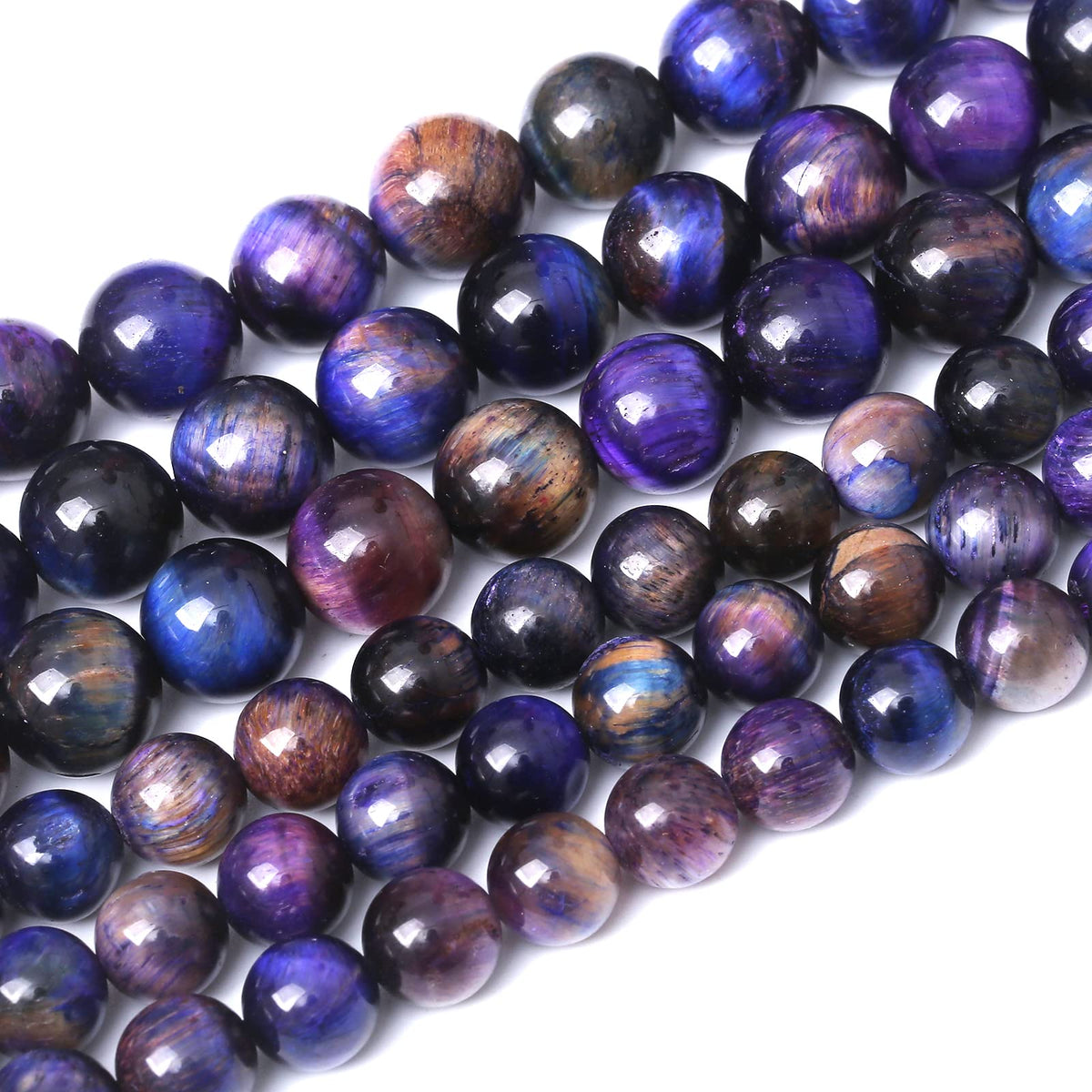 45PCS 8MM AAA Blue Purple Starry Sky Tiger Eye Stone Beads Natural Gemstone Bead Crystal Healing Energy Jewelry Making DIY 15 inches