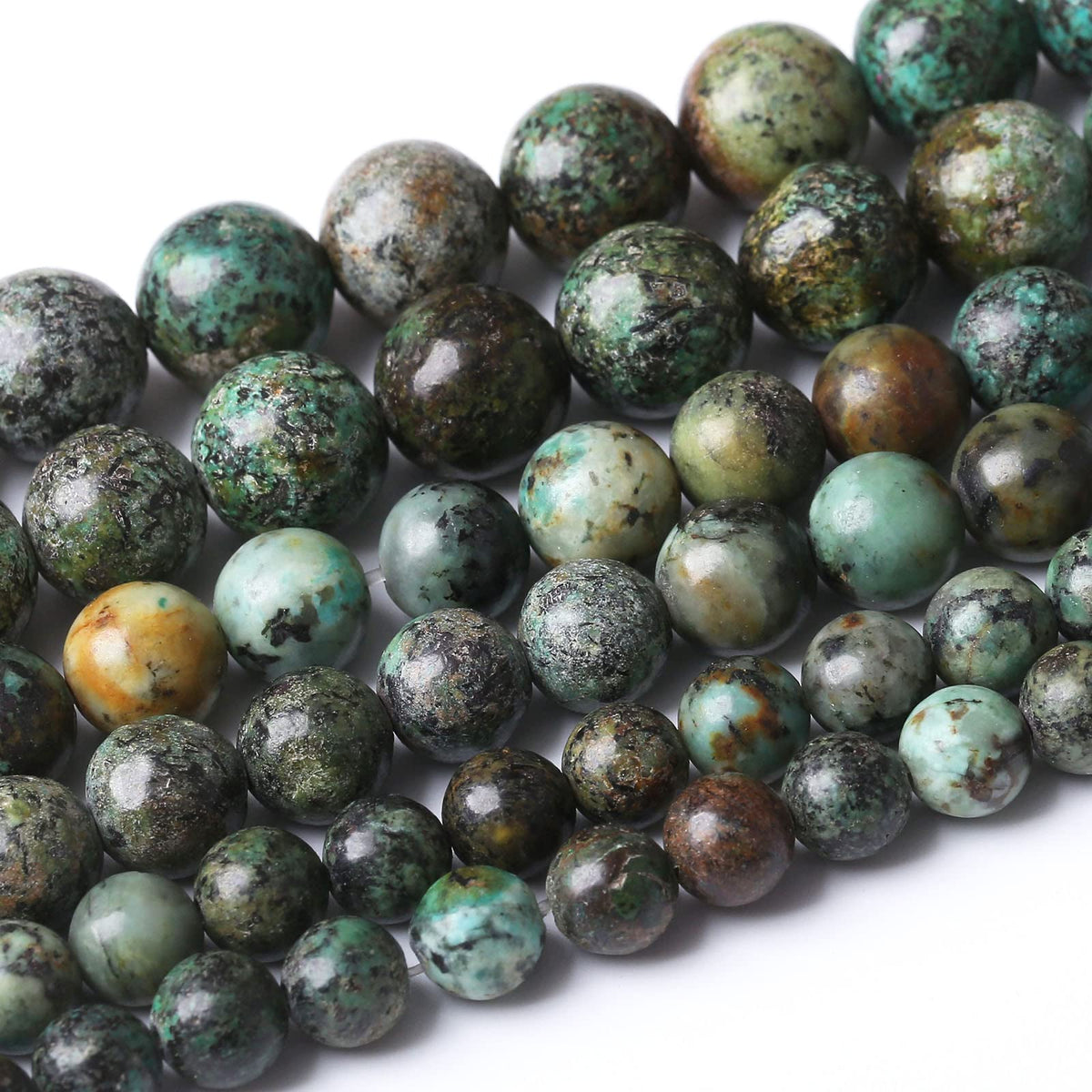 African Turquoises Stone Natural Stone Beads Gems Round Loose Beads Jewelry Making DIY Bracelet Necklace Accessory 1 Strand 60PCS 6MM 15"