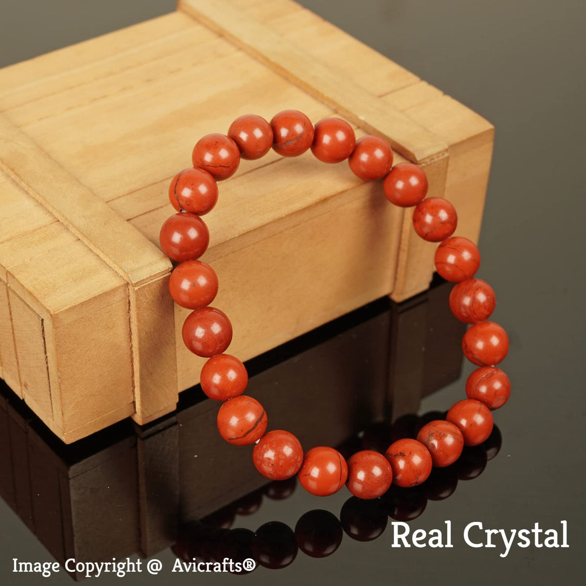 Avicrafts Natural Red Jasper Gemstone Bracelet 7" Inch Stretchy Chakra Gems Stones 8mm (0.31") Beads Healing Crystal Quartz Women Men Girls Birthday Gifts