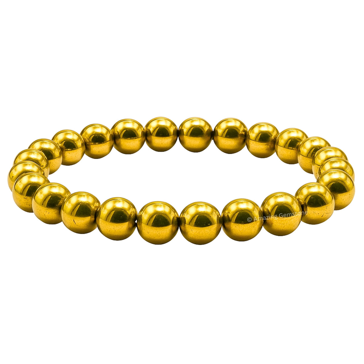 Amazing Gemstone Crystal Bracelet for Women Men's Gifts - Protection Healing Crystal Bracelet - 8mm Gemstone Beaded Stretchable Bracelet Pulseras Para Hombres Mujer Stocking Stuffers Mothers Day Gift (Golden Hematite)