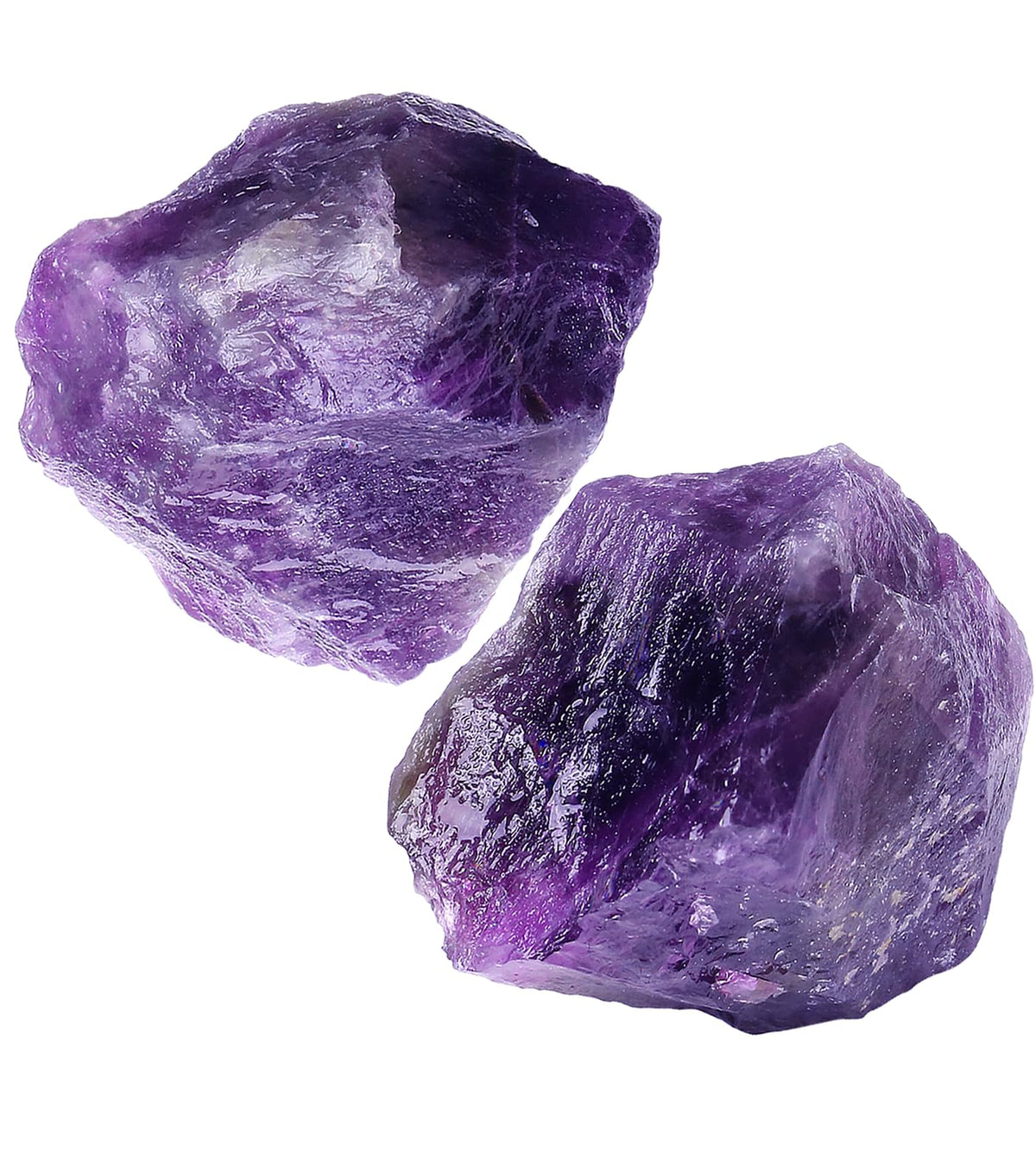 NUKAYAI 2Pcs Amethyst Crystal 1.8-2.2" Large Natural Stones Raw Healing Crystals Amethyst Crystal Rocks for Tumbling Purple Rough Polishing Fountain DIY Lapidary Cabbing Wire Wrapping Reiki Wicca Rock