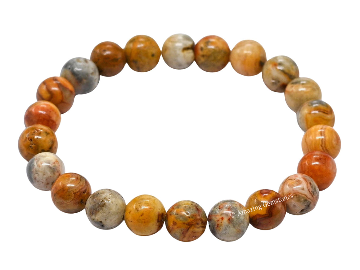 Amazing Gemstone Crystal Bracelet for Women Men's Gifts - Protection Healing Crystal Bracelet - 8mm Gemstone Beaded Stretchable Bracelet Pulseras Para Hombres Mujer Stocking Stuffers Mothers Day Gift (Crazy Lace Agate)