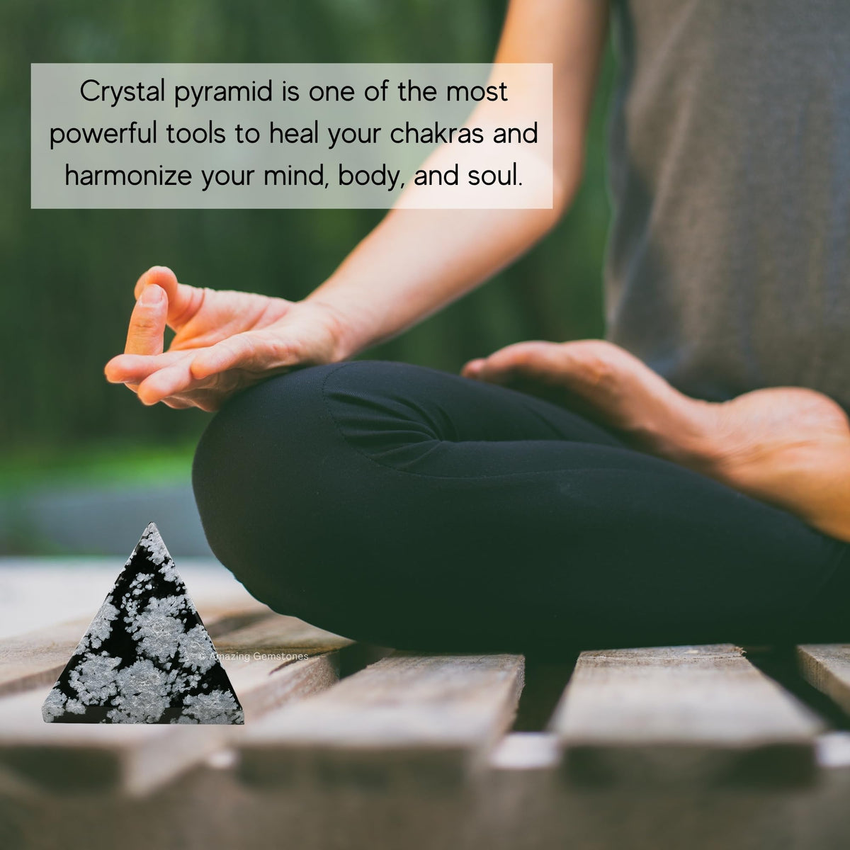 Amazing Gemstone Snowflake Obsidian Pyramid Crystal Healing Stones - 1" Great Pyramid Figurine of Natural Stone Pyramid for Meditation, Reiki, Chakra Balancing and Crystal Pyramids Grid
