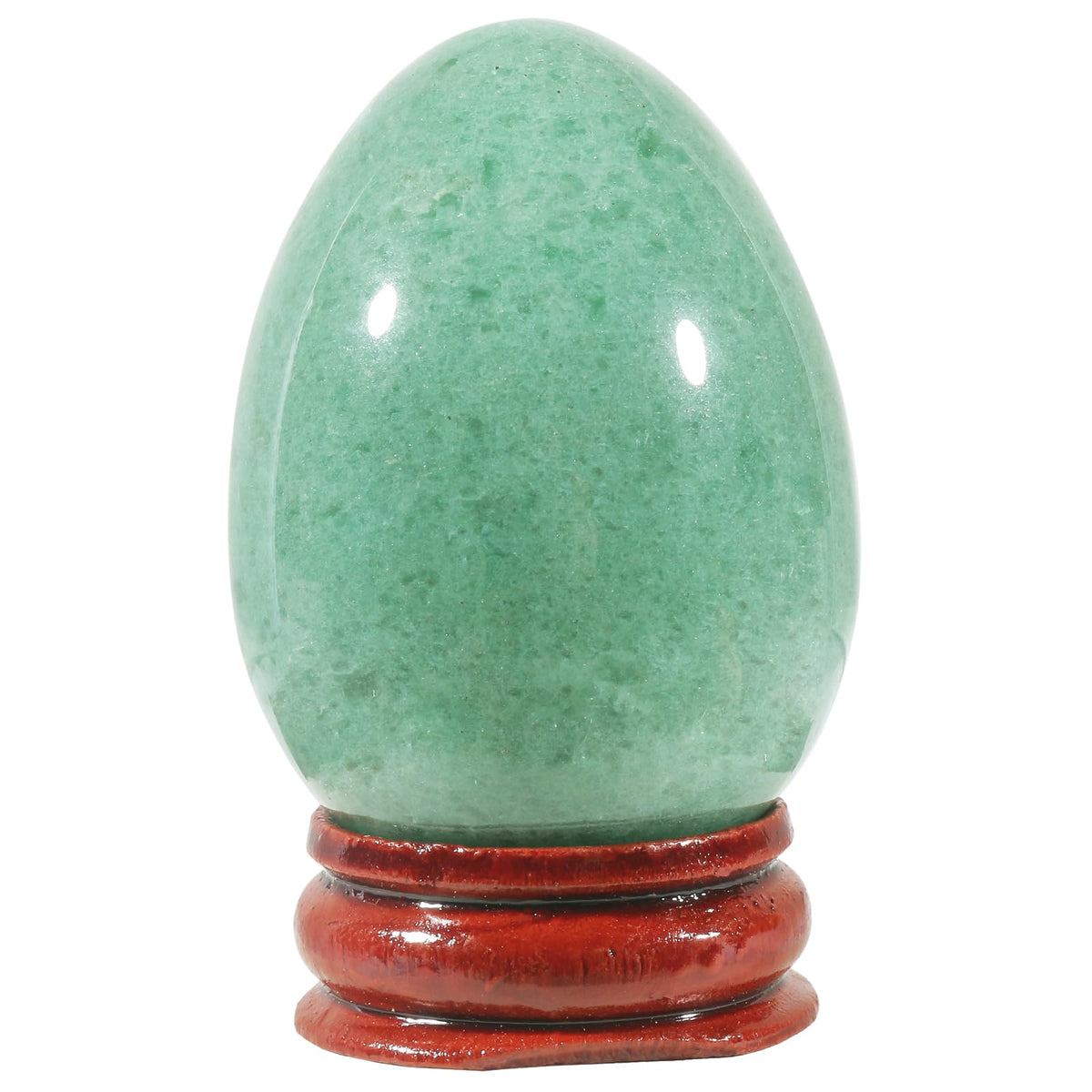 Casaper 2" Natural Green Aventurine Jasper Egg with Wood Stand for Home Decoration, Polished Crystal Pocket Palm Sphere Fengshui Figurines Healing Reiki