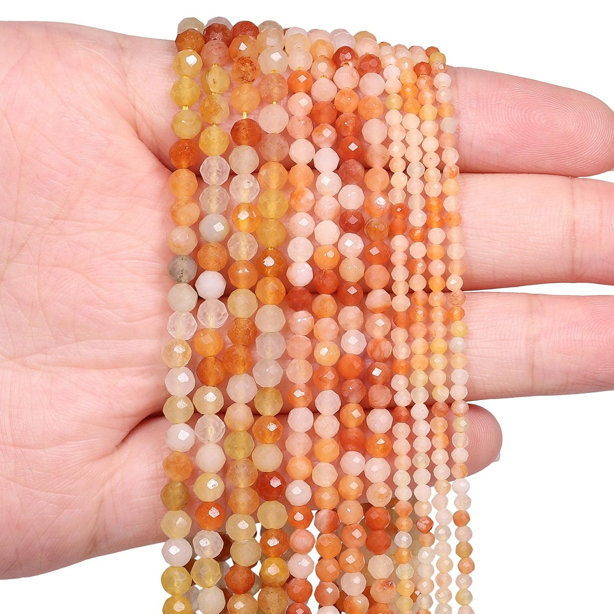 Song Xi 90pcs 4mm Natural Red Aventurine Gemstone Beads Faceted Round Loose Stone Beads for Jewelry Making (1 Strand)
