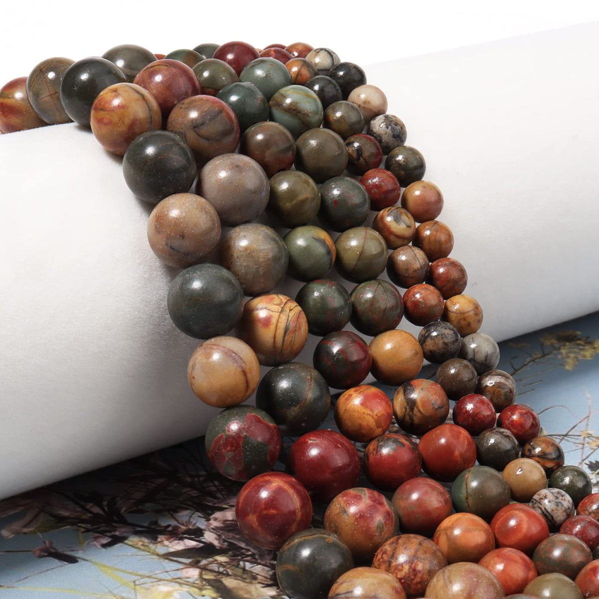 60pcs 6mm Natural Stone Beads Picasso Jasper Beads Energy Crystal Healing Power Gemstone for Jewelry Making, DIY Bracelet Necklace